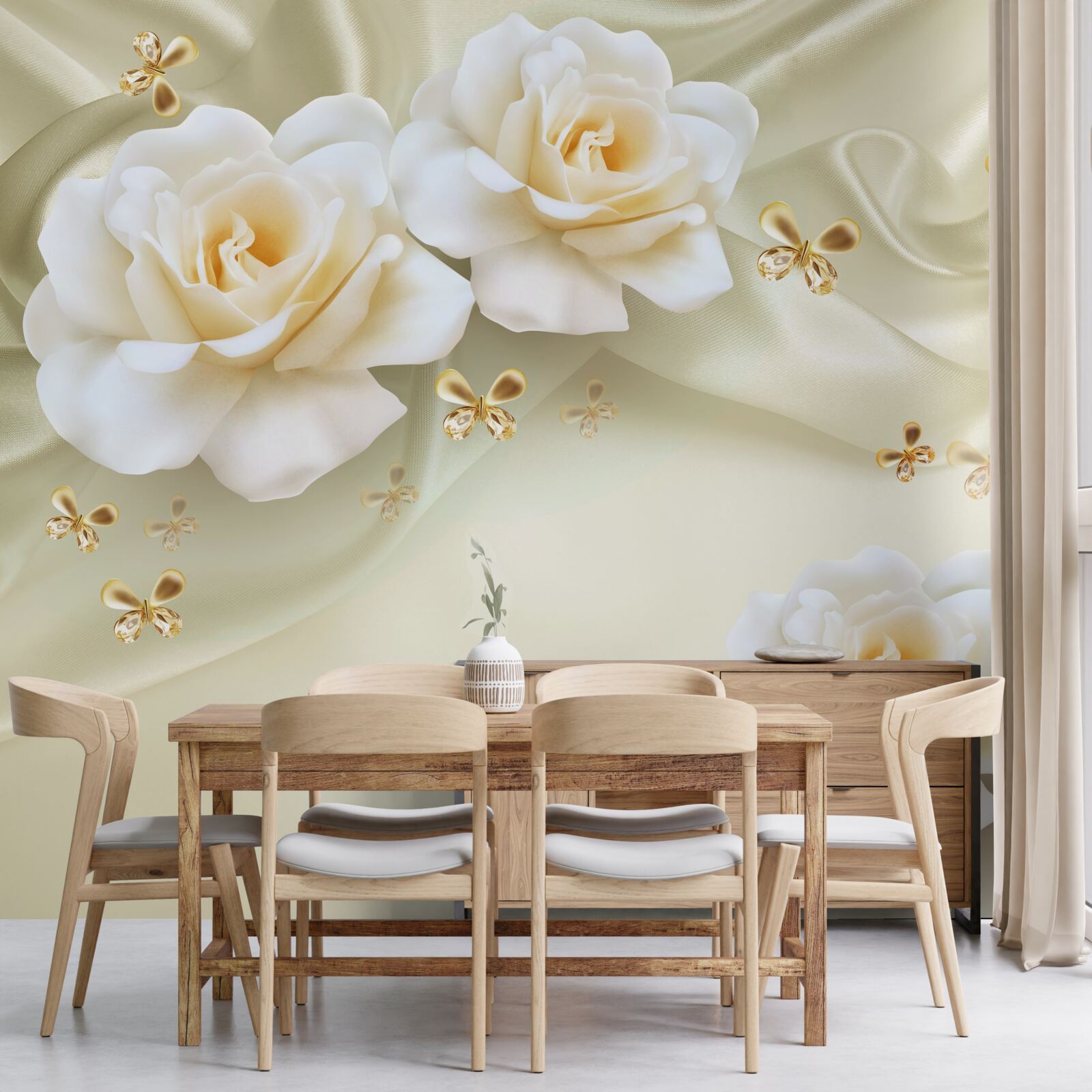 Фотошпалери шовкові теплові троянди