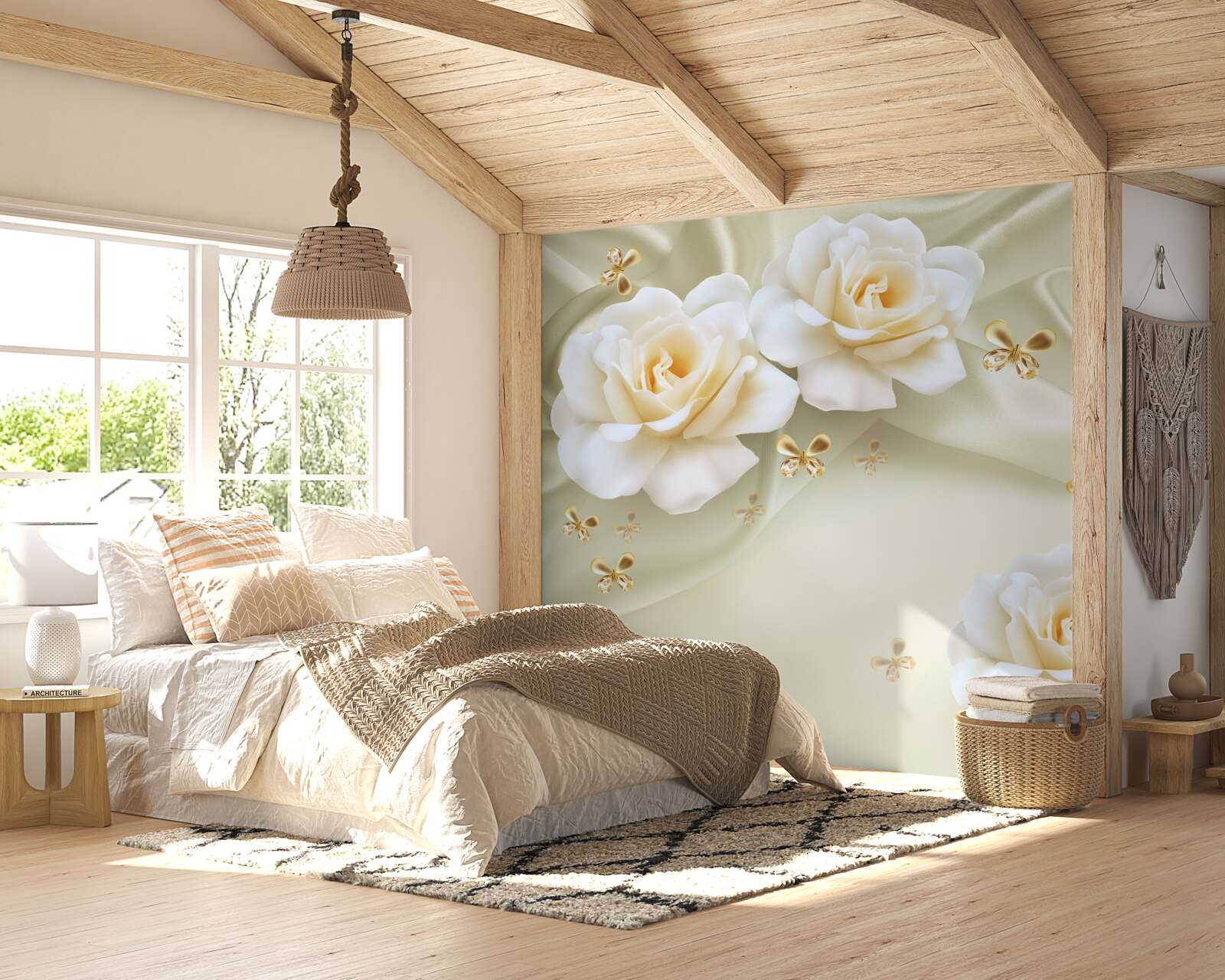 Фотошпалери шовкові теплові троянди