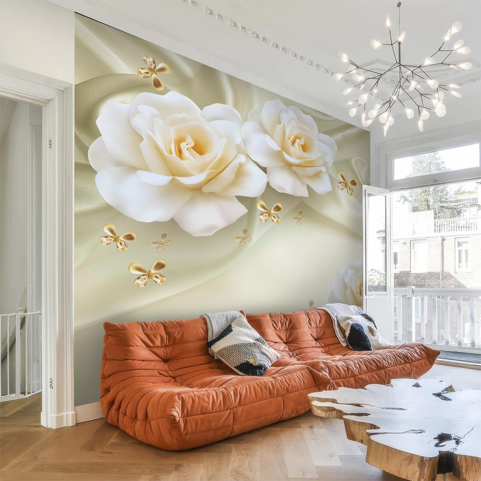 Фотошпалери шовкові теплові троянди