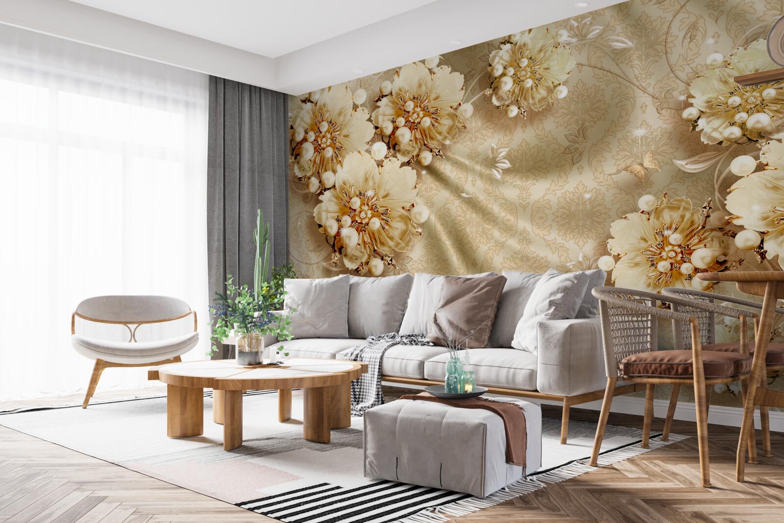 Фотошпалери відтінки коричневого домінують над квітковими та шовковими тонами