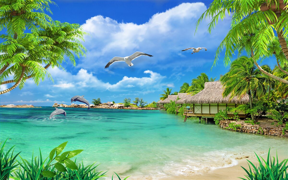 Фотошпалери тропічний берег з блакитною водою