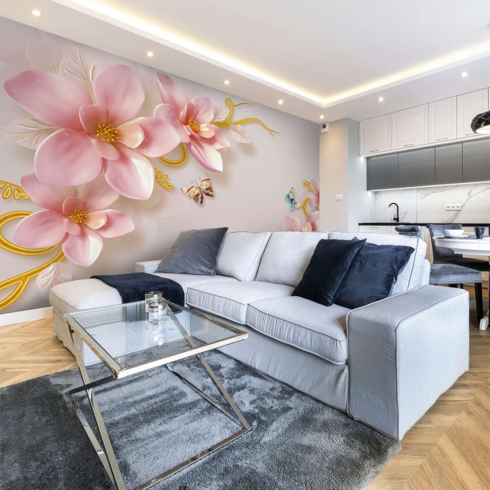 Фотошпалери привабливі квіти з рожевої порцеляни