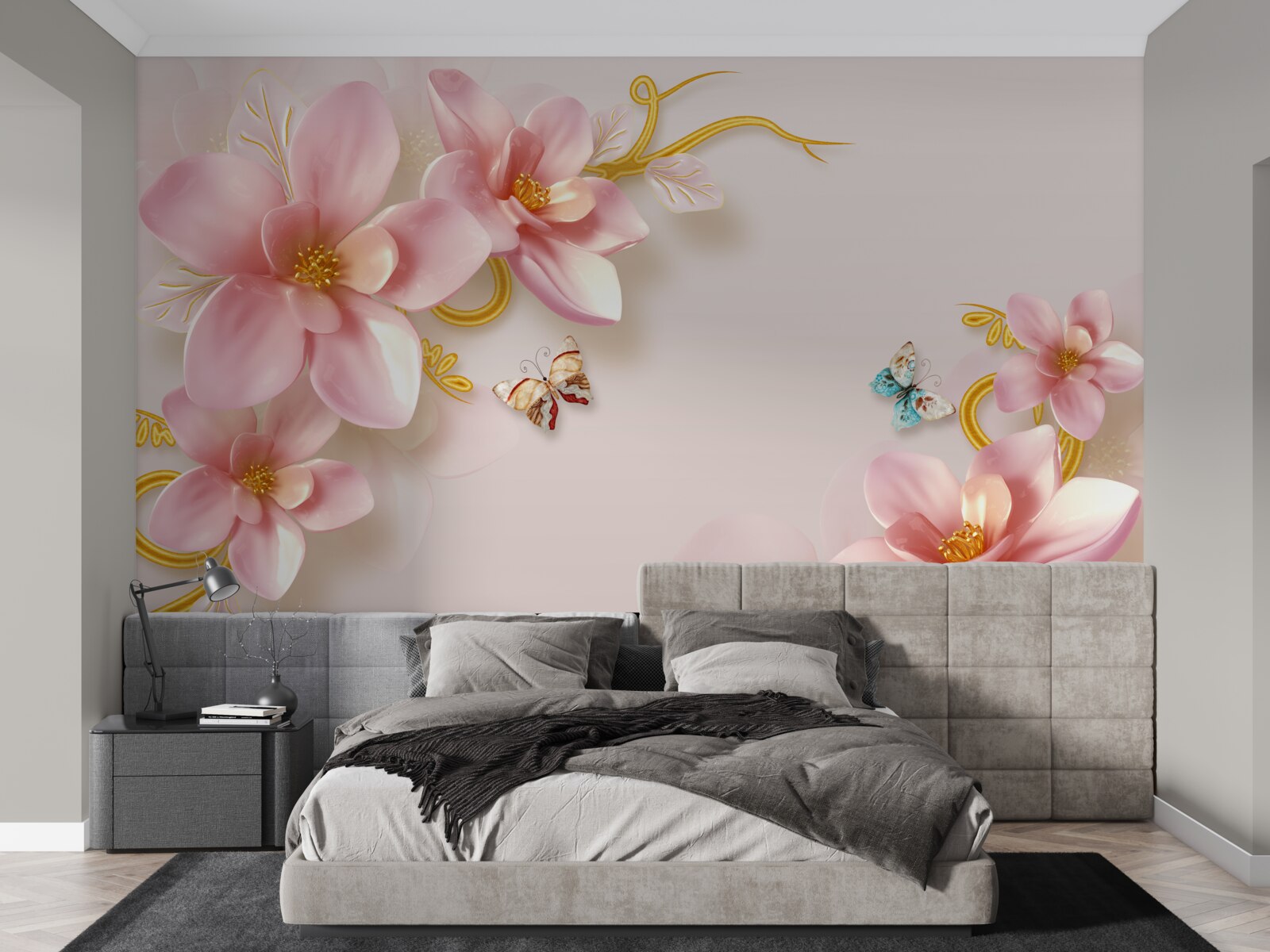 Фотошпалери привабливі квіти з рожевої порцеляни