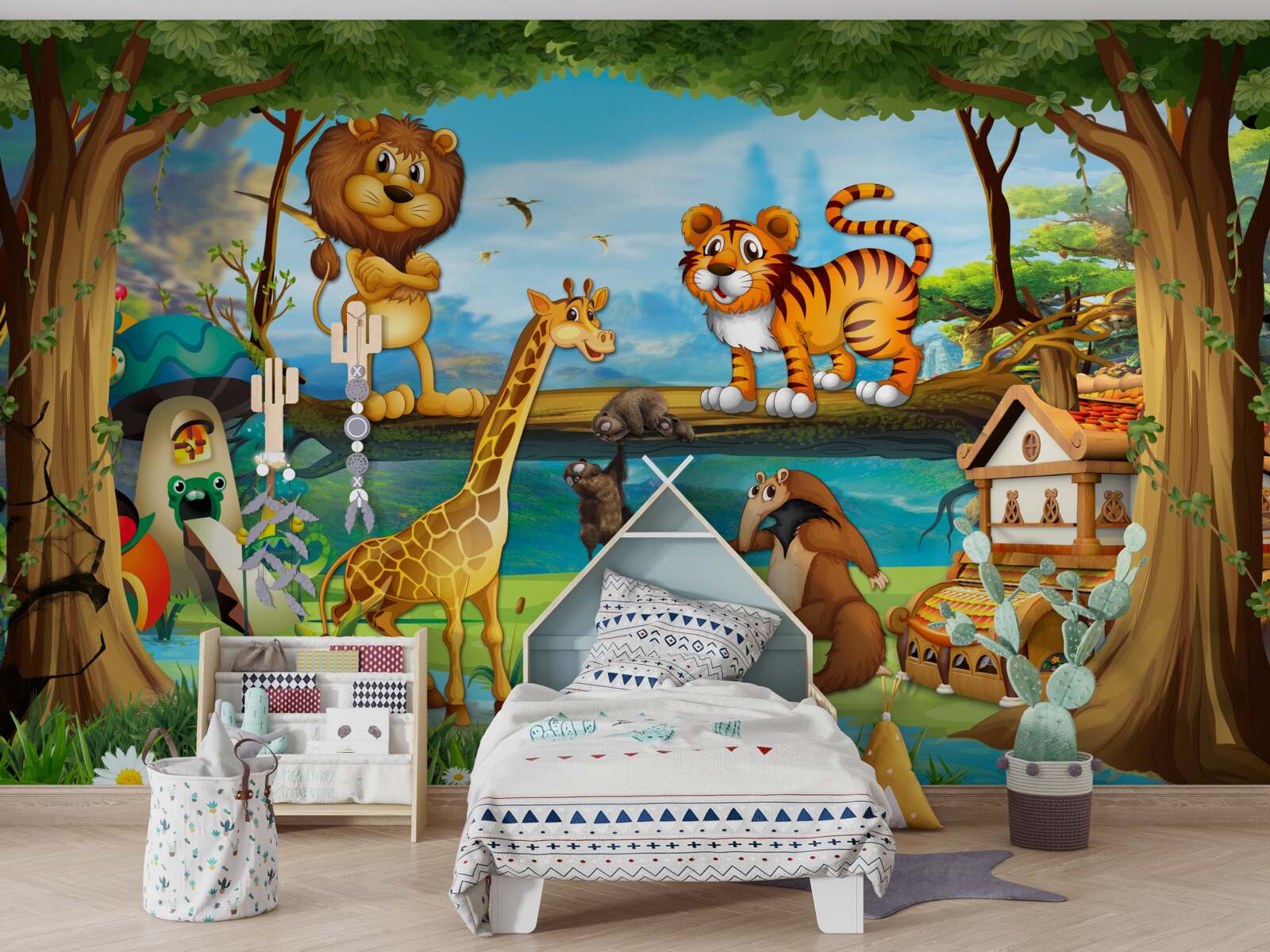 Фотошпалери тварини біля ставка в лісі