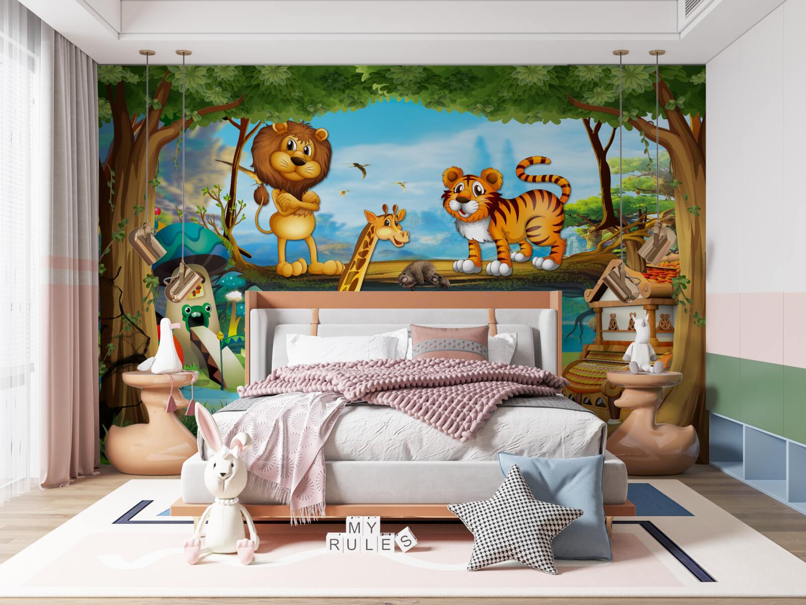 Фотошпалери тварини біля ставка в лісі