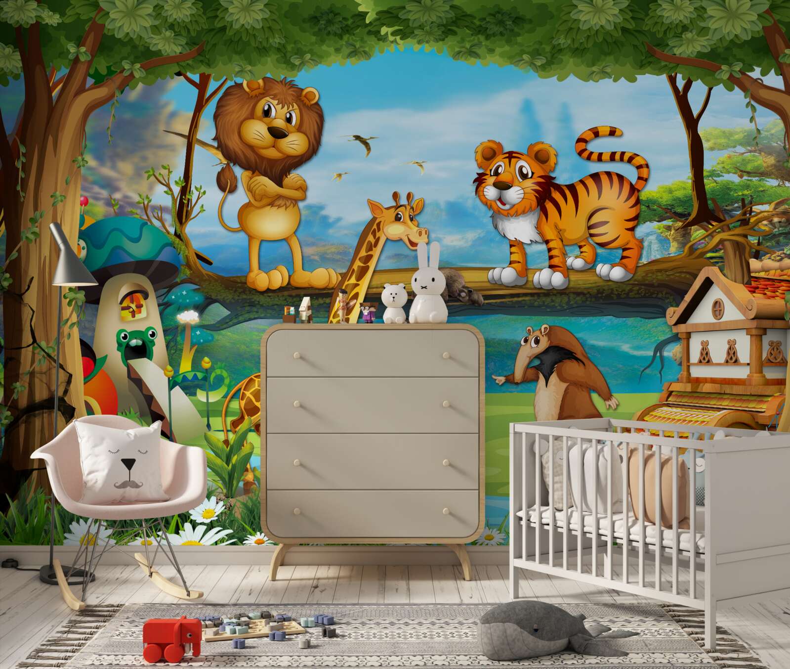 Фотошпалери тварини біля ставка в лісі