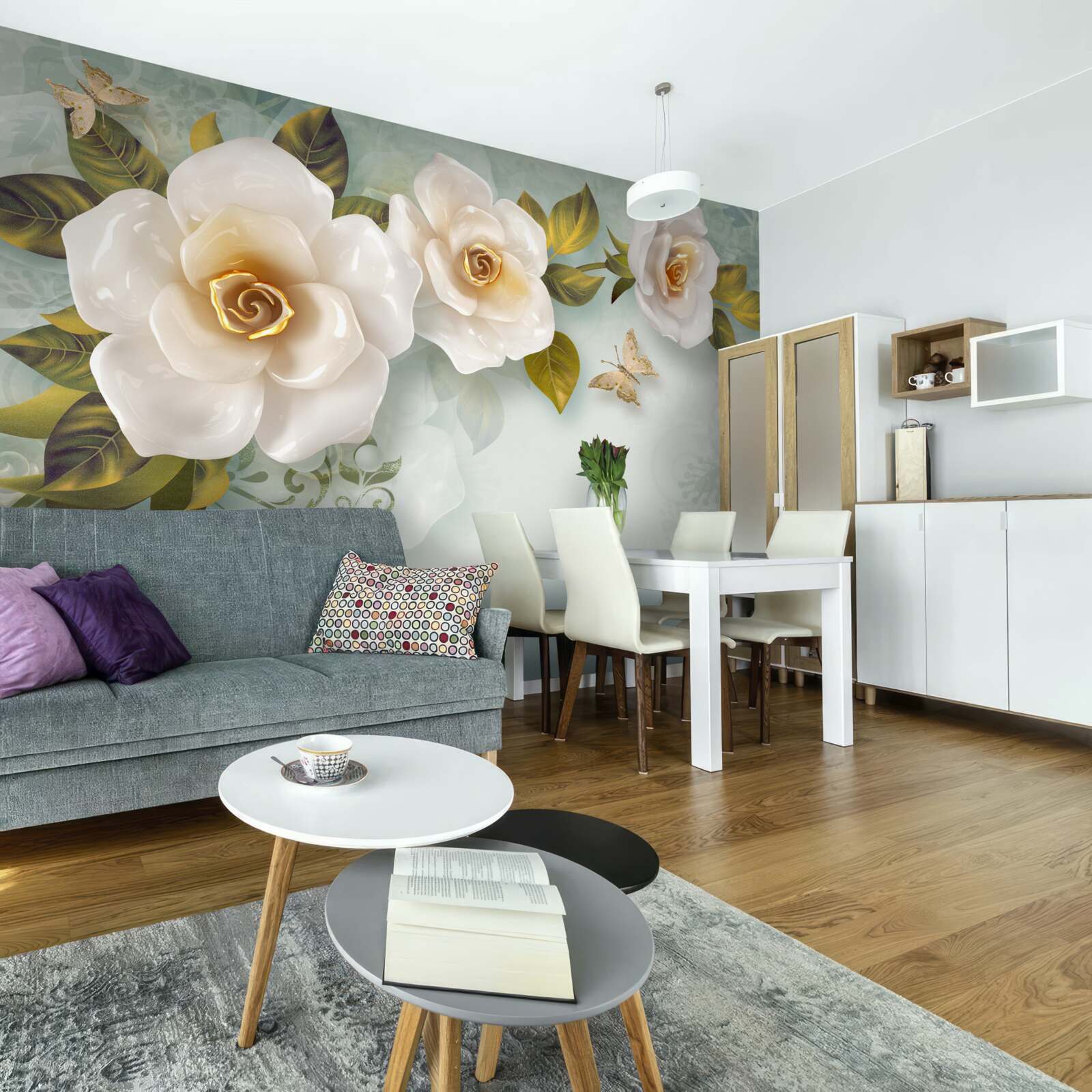 Фотошпалери троянди в бежевому лаку