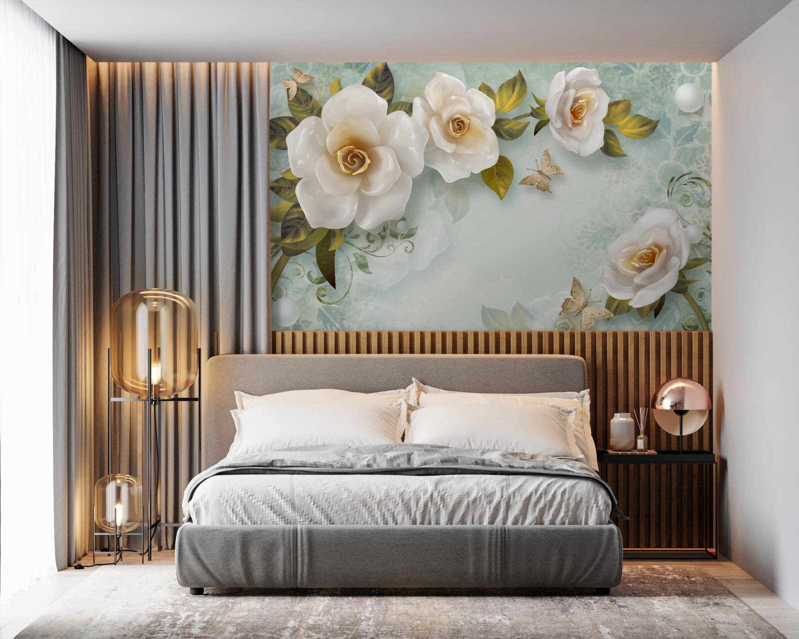 Фотошпалери троянди в бежевому лаку