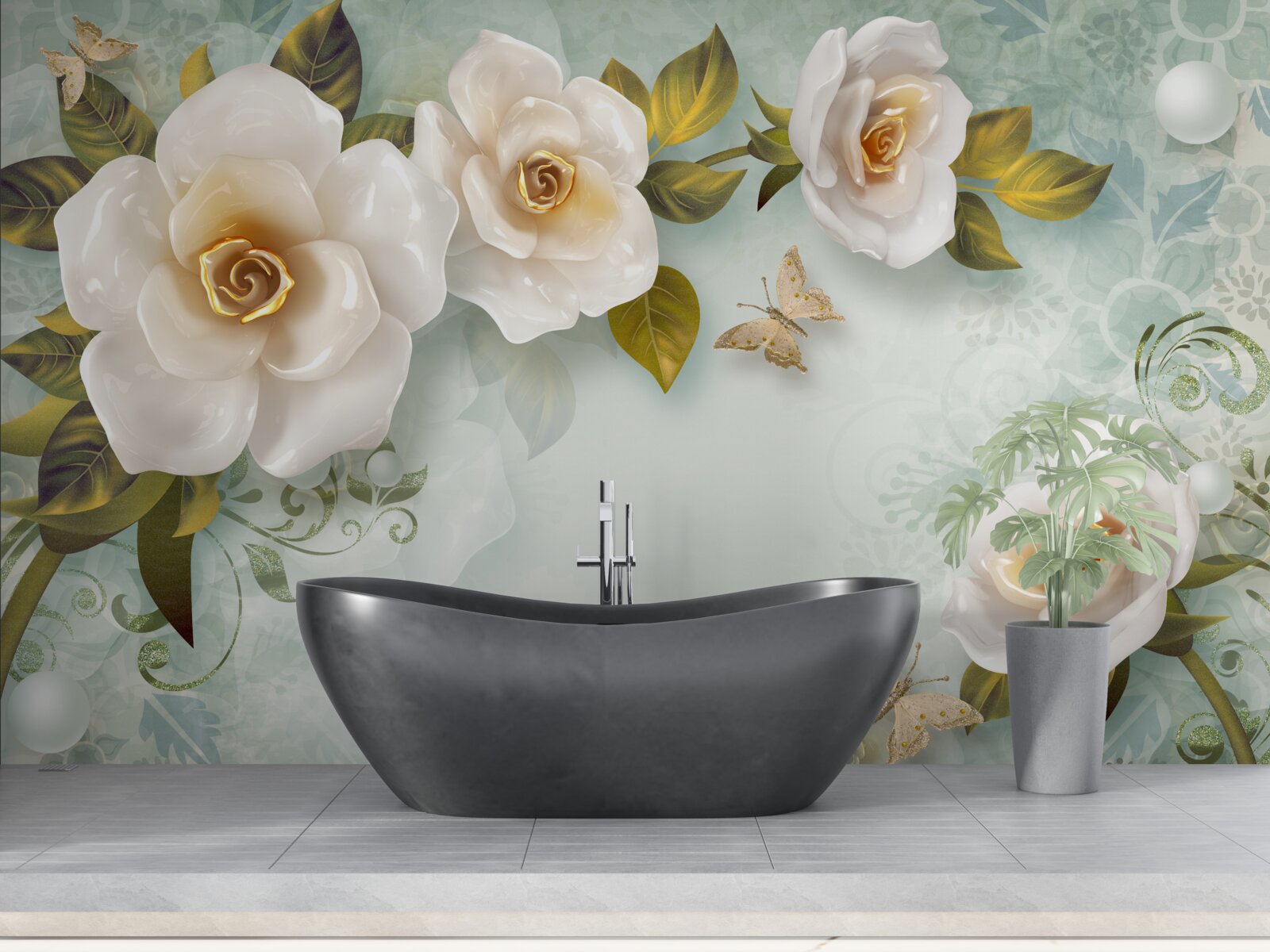 Фотошпалери троянди в бежевому лаку