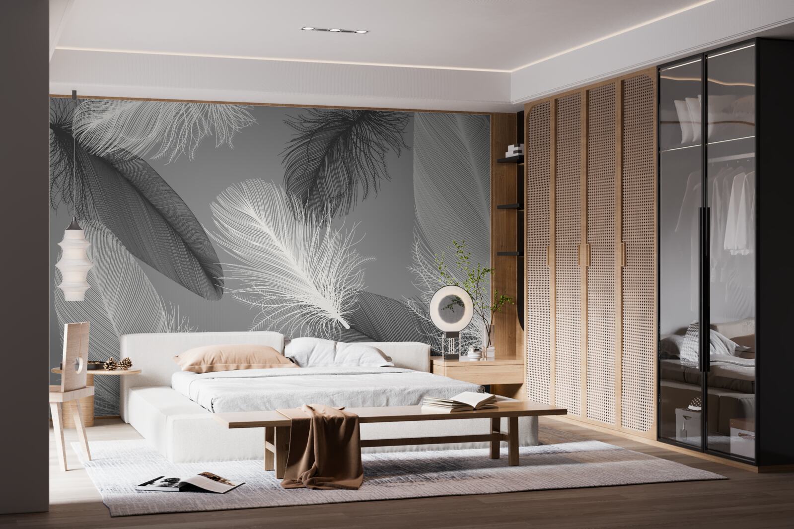 Фотошпалери сріблясті та легкі пухнасті пластини