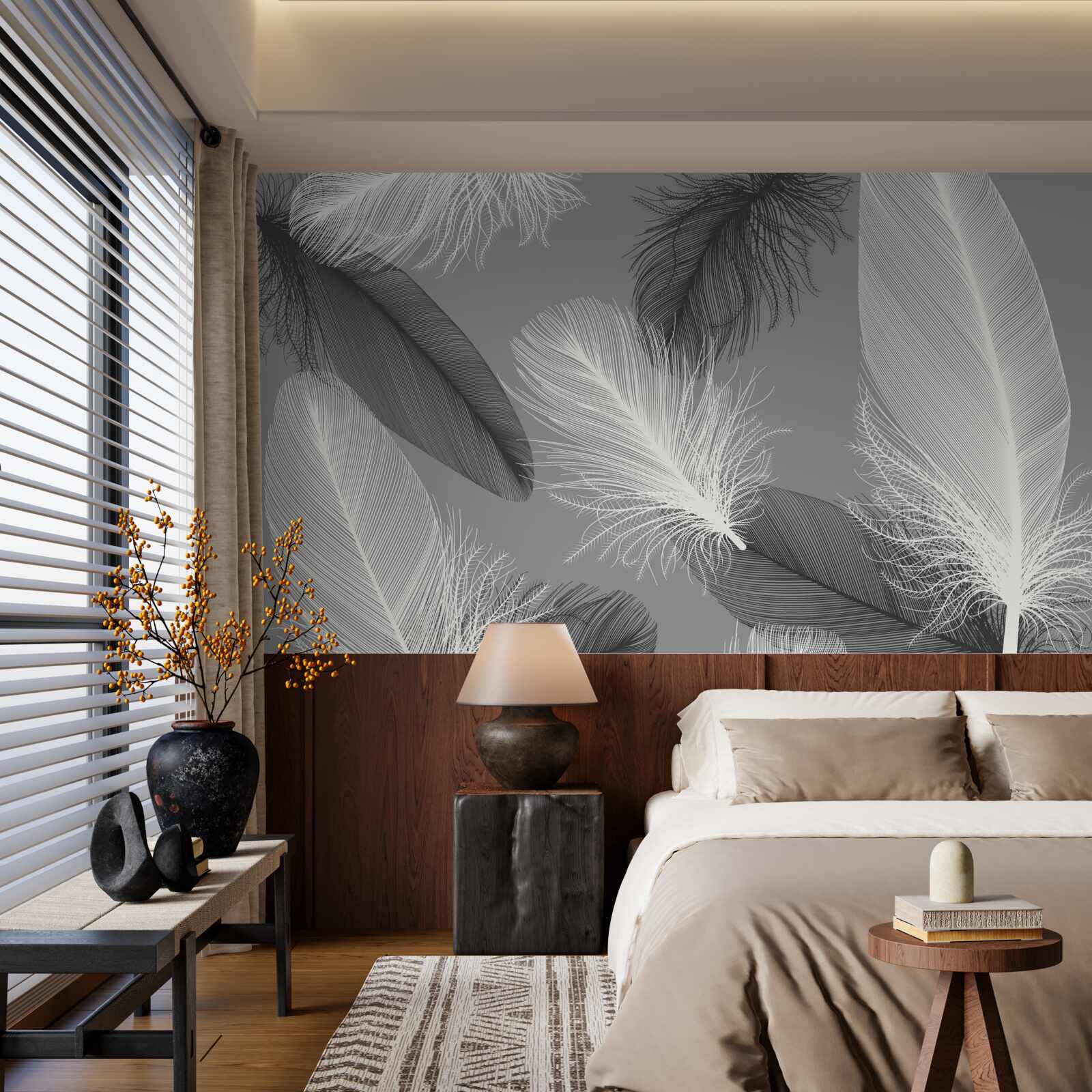 Фотошпалери сріблясті та легкі пухнасті пластини