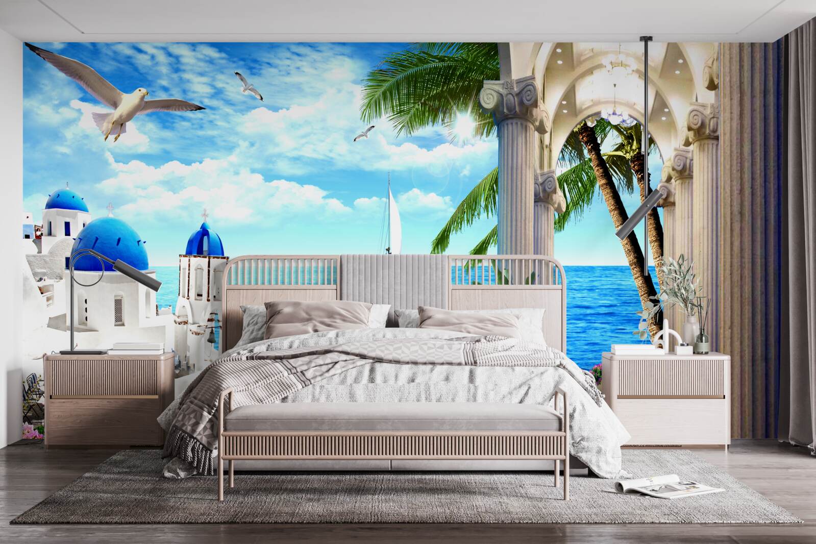 Фотошпалери Грецька колонада, що веде до моря