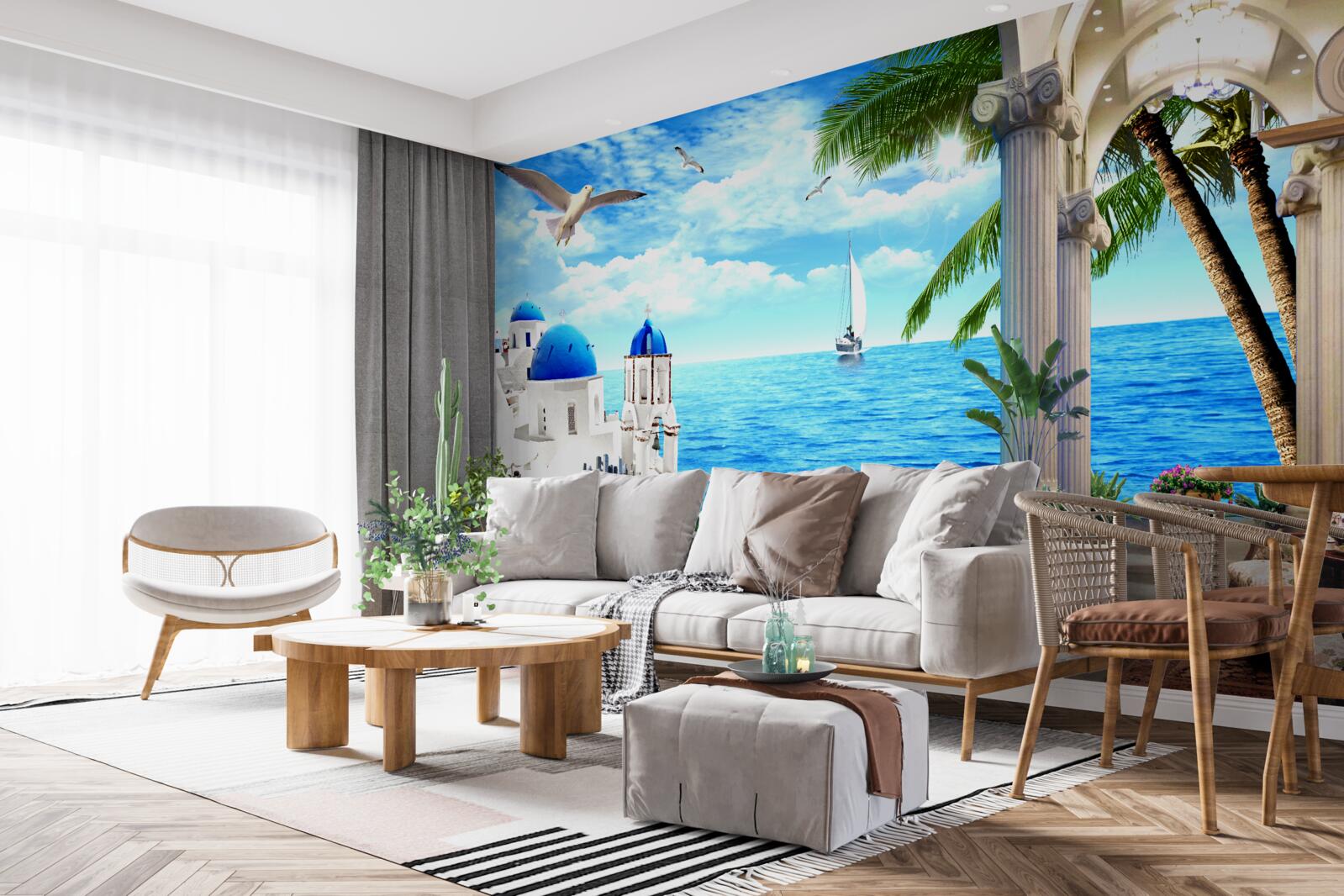 Фотошпалери Грецька колонада, що веде до моря