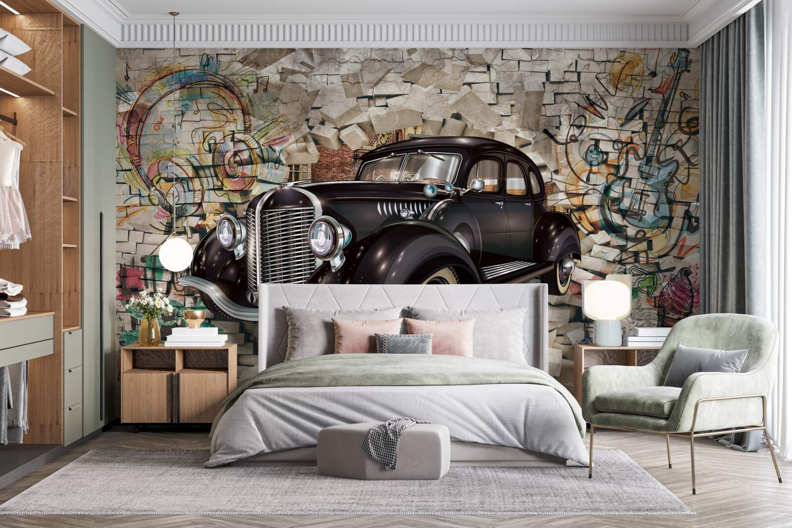 Фотошпалери чорний автомобіль з минулого