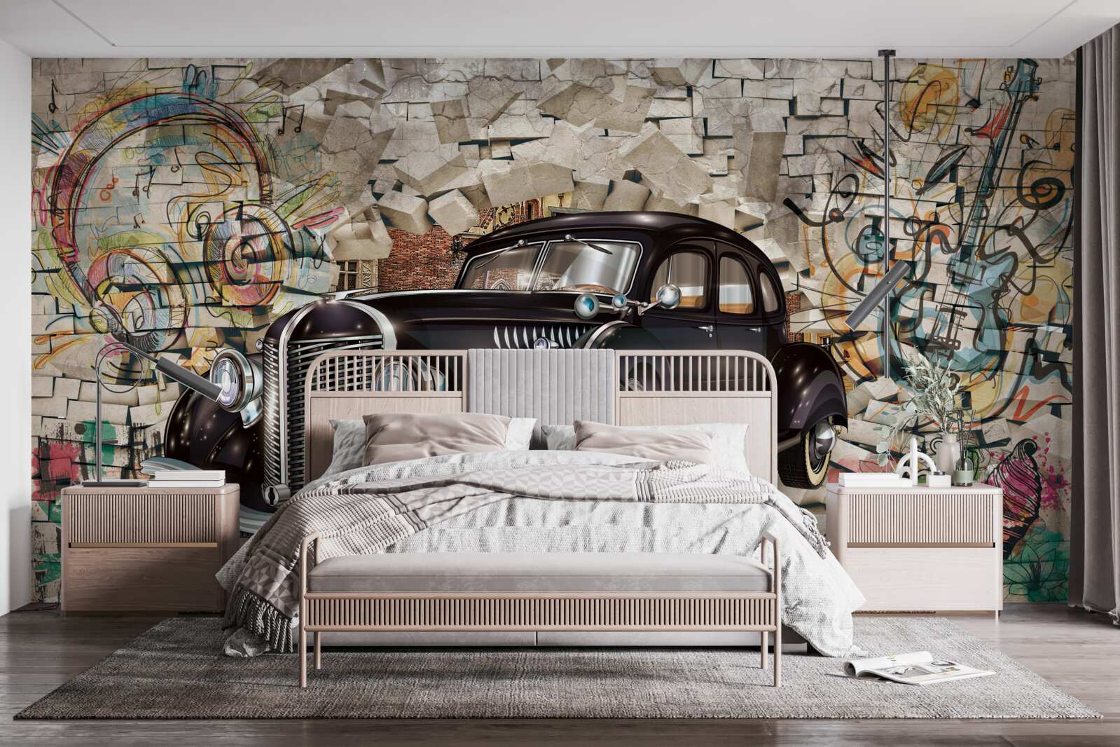 Фотошпалери чорний автомобіль з минулого