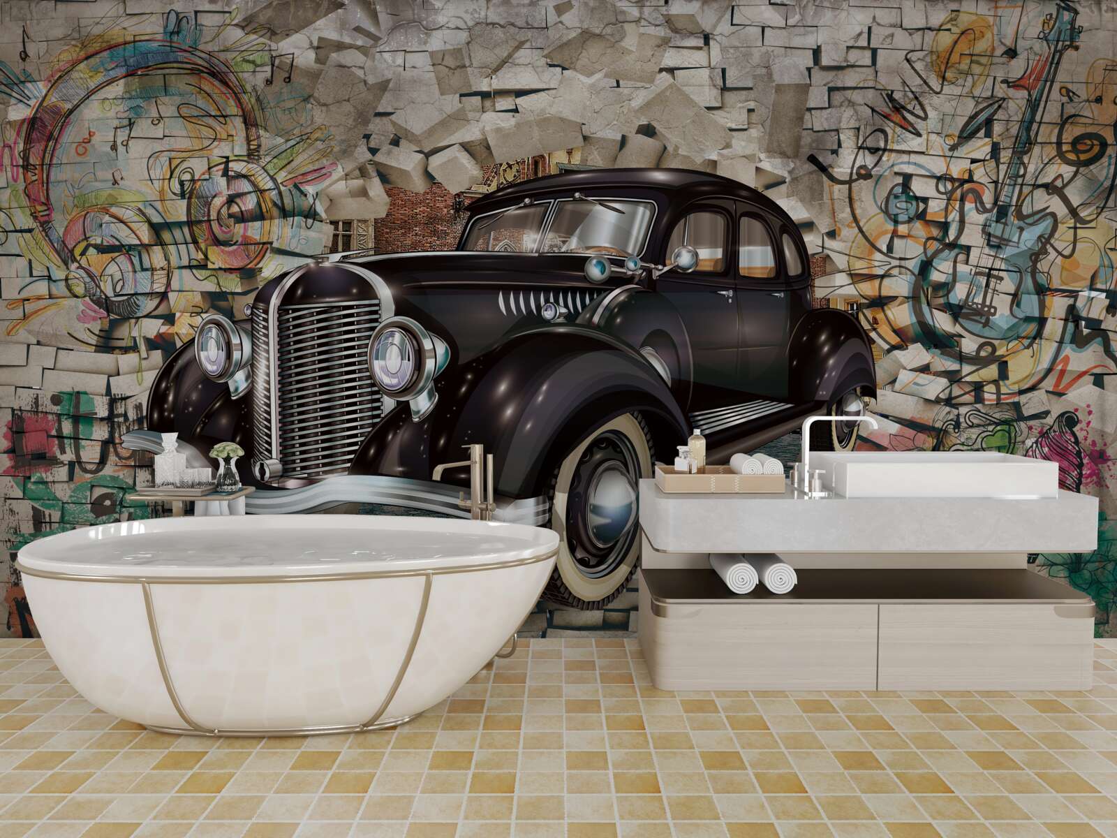 Фотошпалери чорний автомобіль з минулого