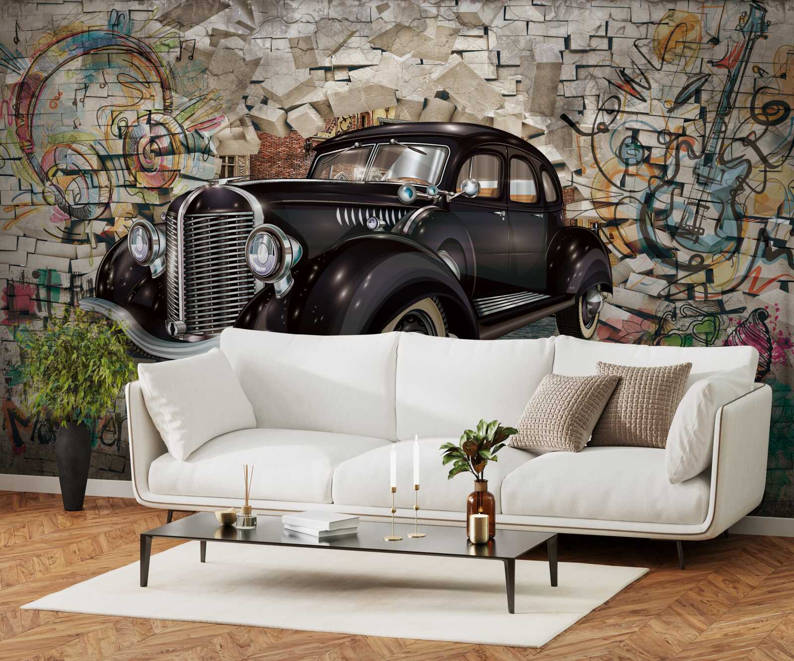 Фотошпалери чорний автомобіль з минулого