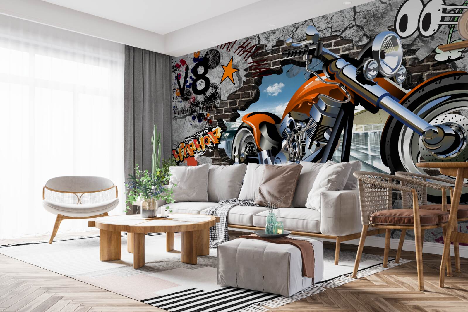 Фотошпалери графіті у вигляді мотоцикла