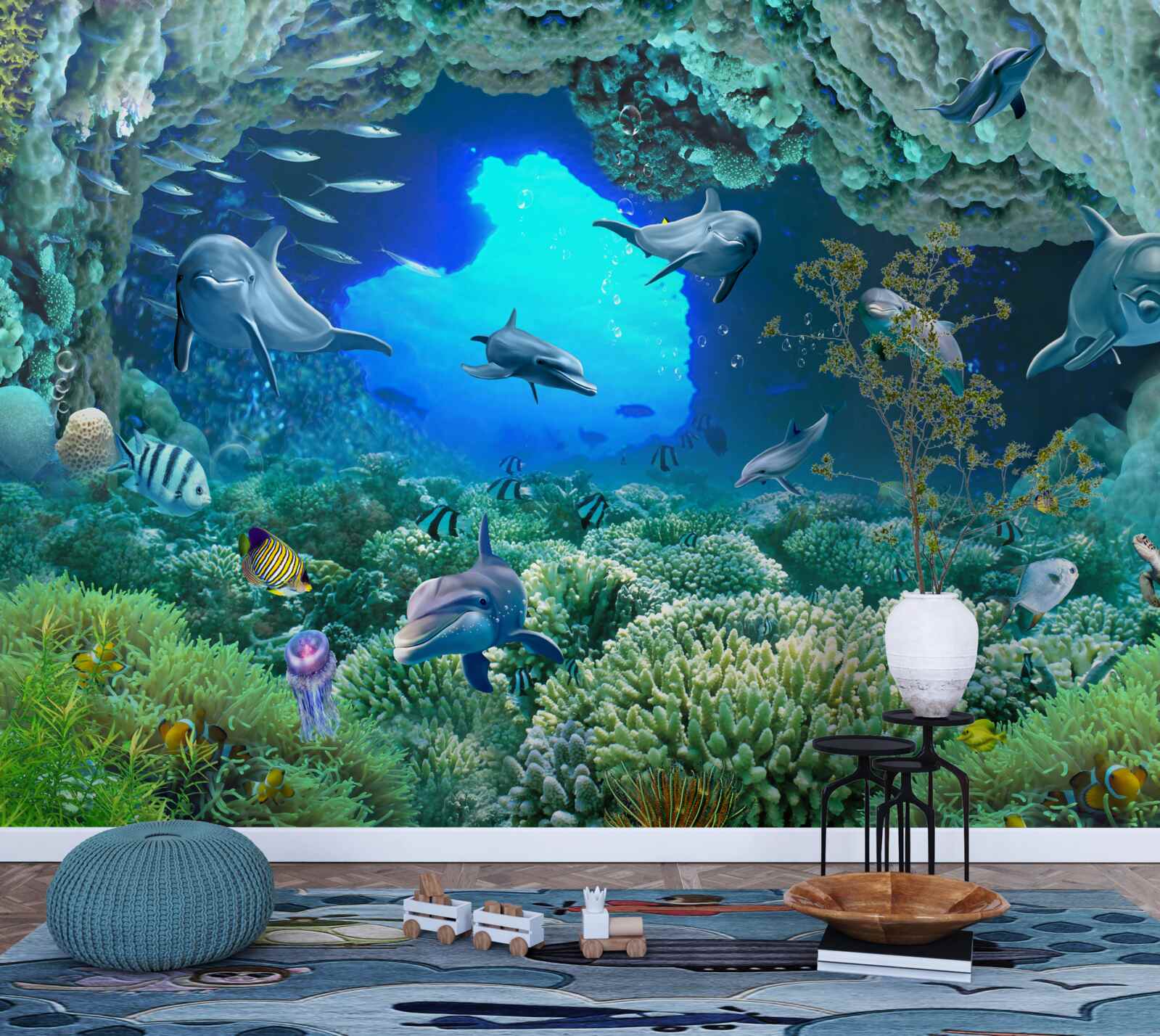 Фотошпалери водні печери населяють дельфіни