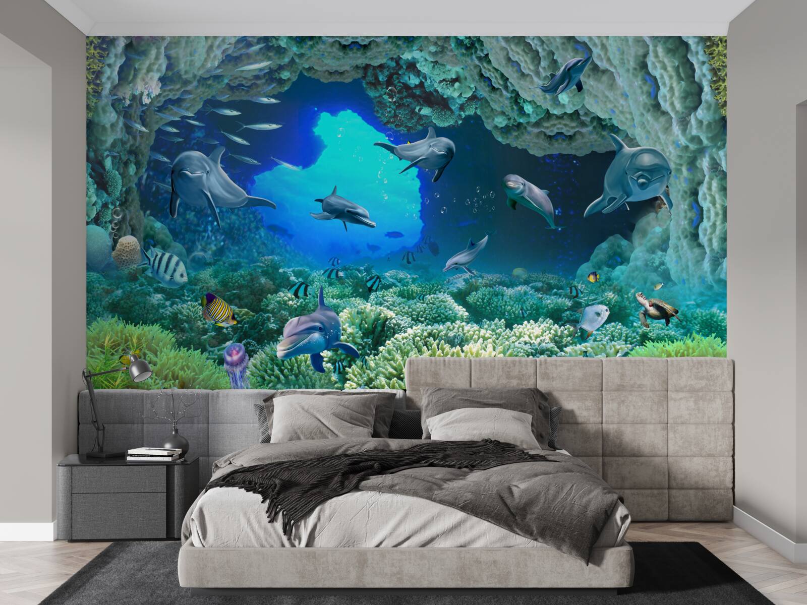 Фотошпалери водні печери населяють дельфіни