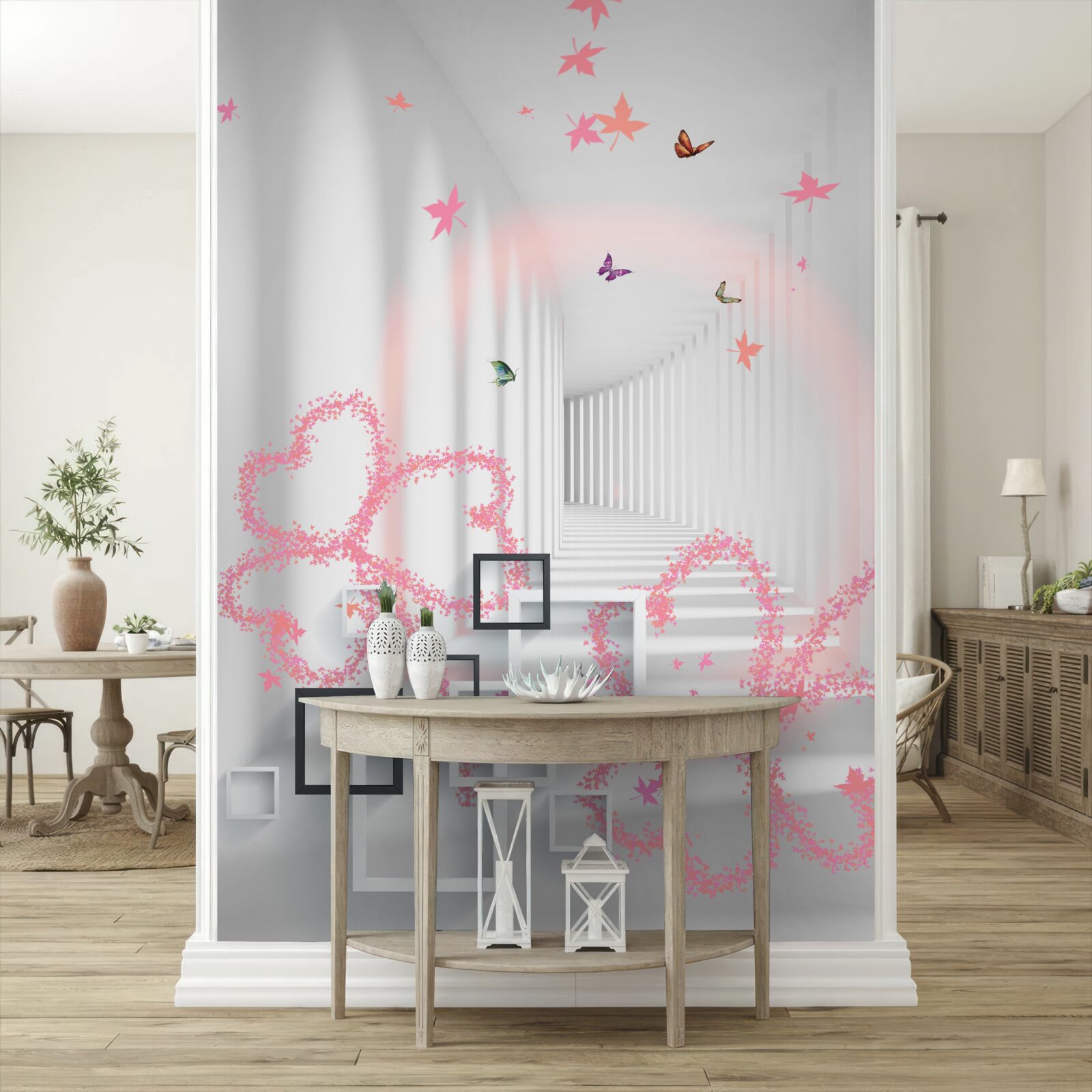 Фотошпалери абстрактні серця у вигляді метеликів зустрічають вас у передпокої