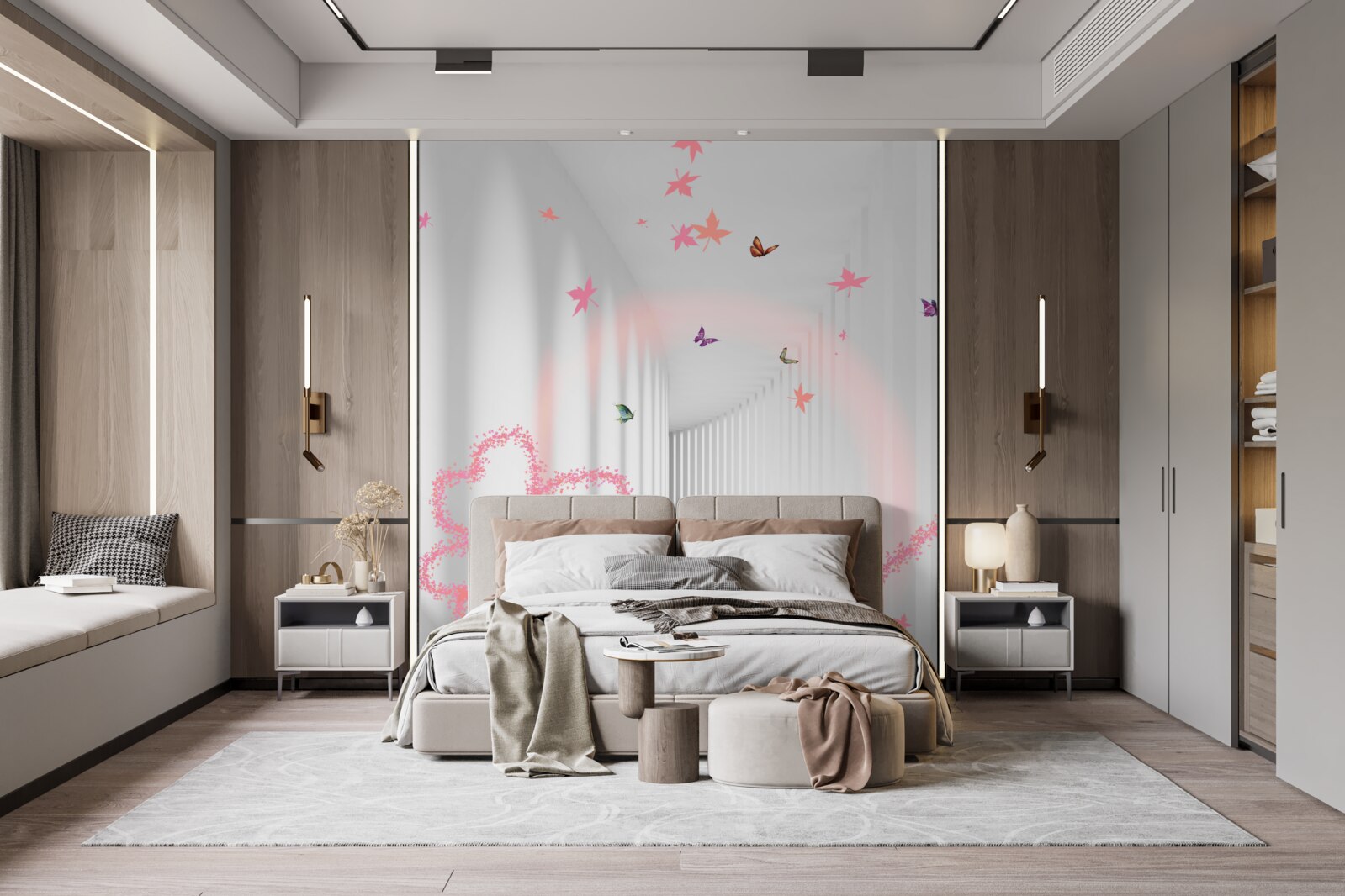 Фотошпалери абстрактні серця у вигляді метеликів зустрічають вас у передпокої