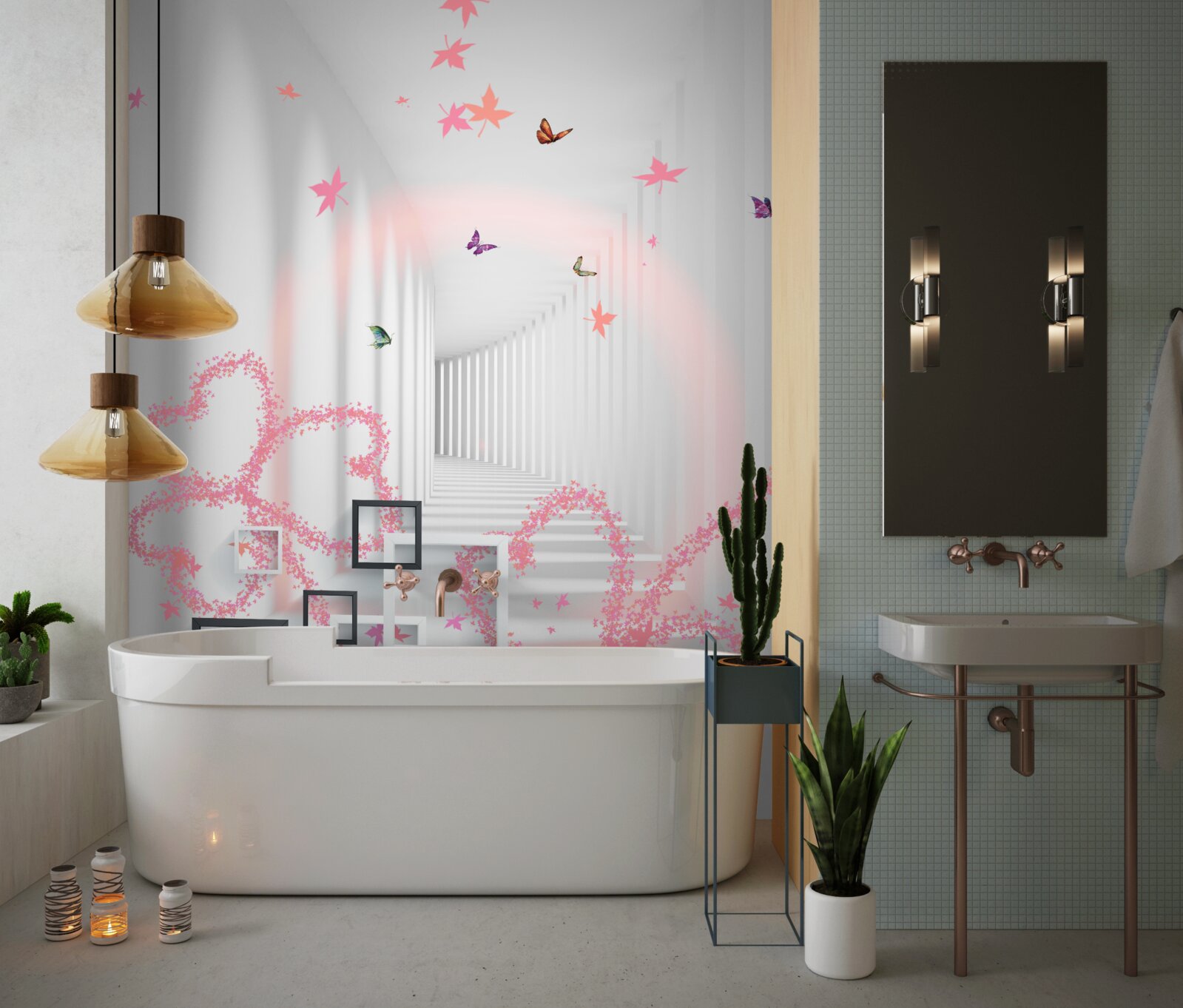 Фотошпалери абстрактні серця у вигляді метеликів зустрічають вас у передпокої