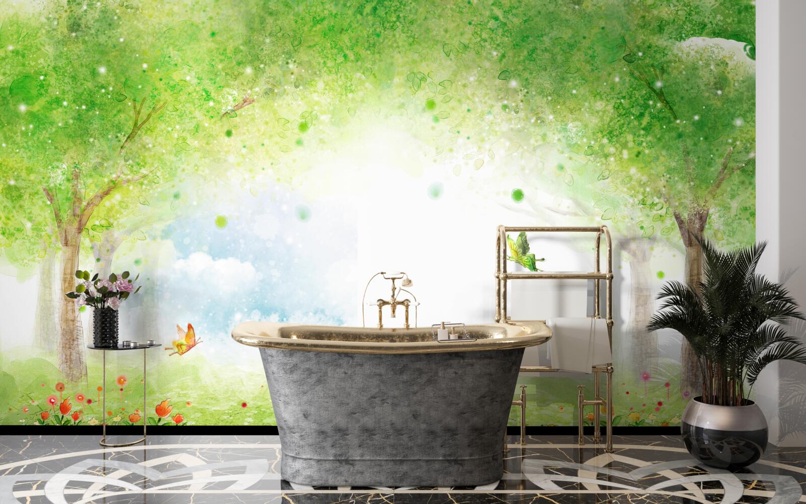 Фотошпалери інтригуючий туман у чарівному лісі