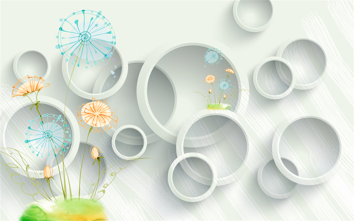 Фотошпалери на тлі кіл на лузі цвітуть кульбаби