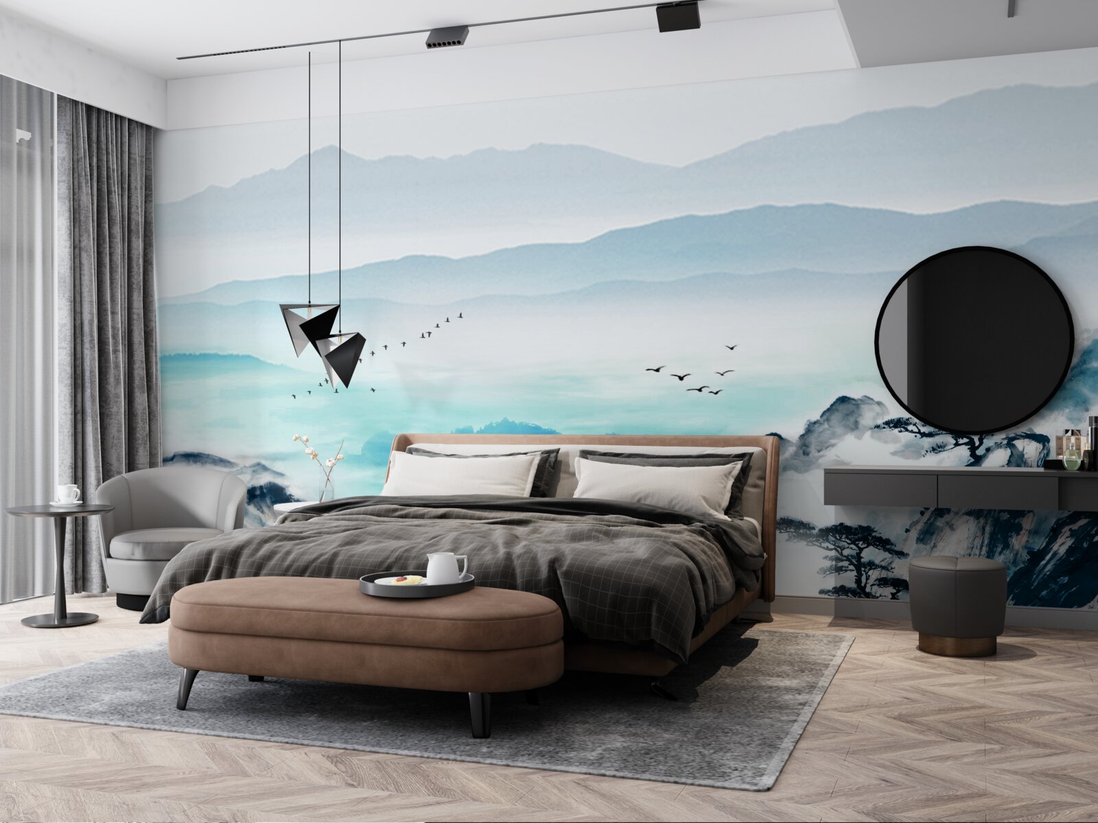 Фотошпалери туман над озерною водою