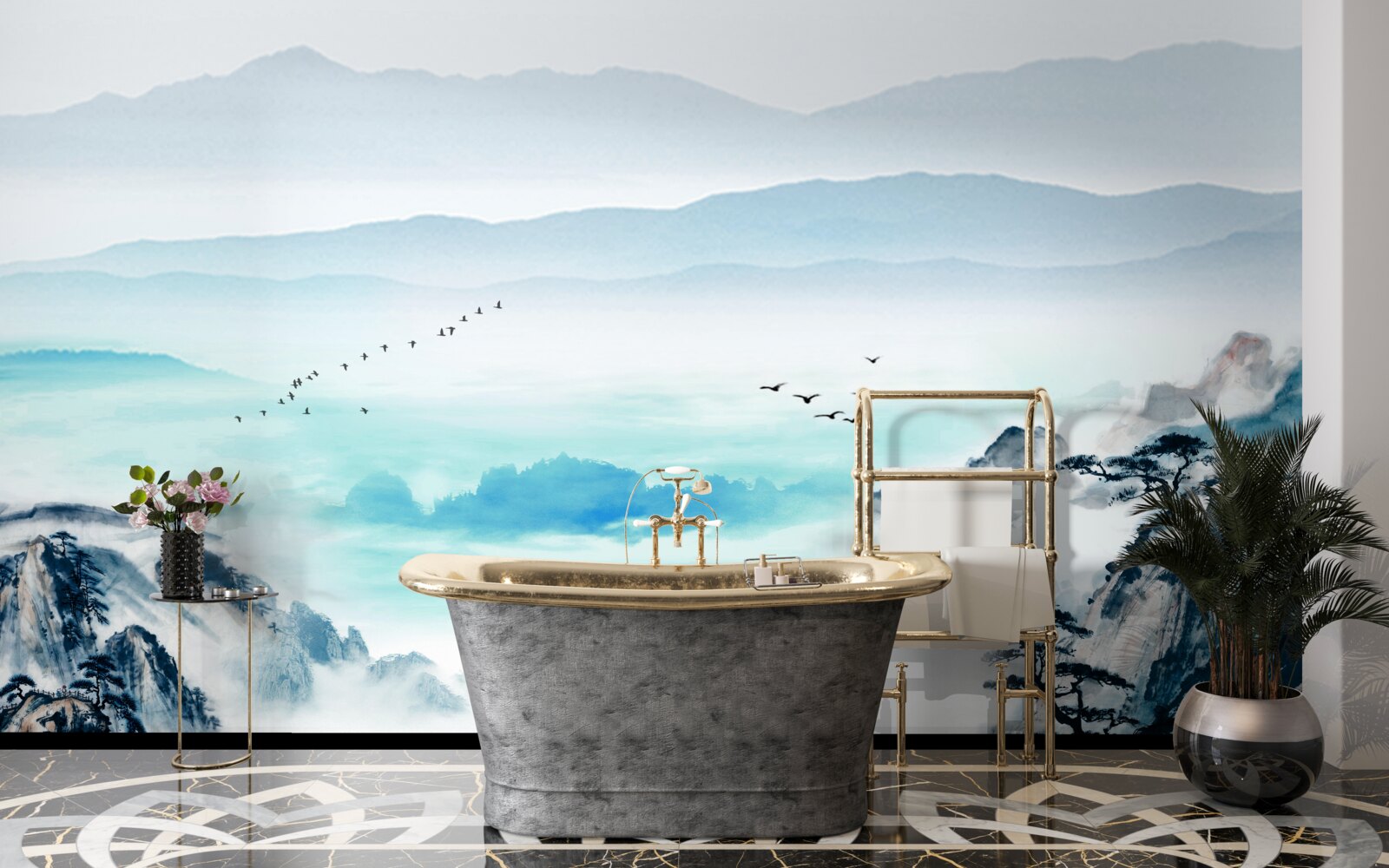 Фотошпалери туман над озерною водою