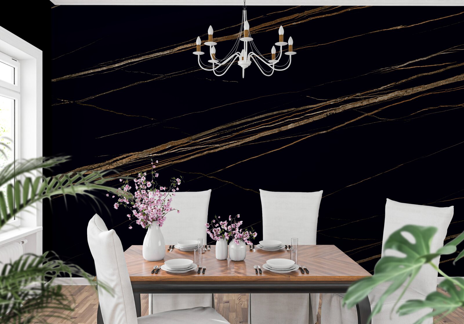 Фотошпалери золоті смуги на чорному тлі