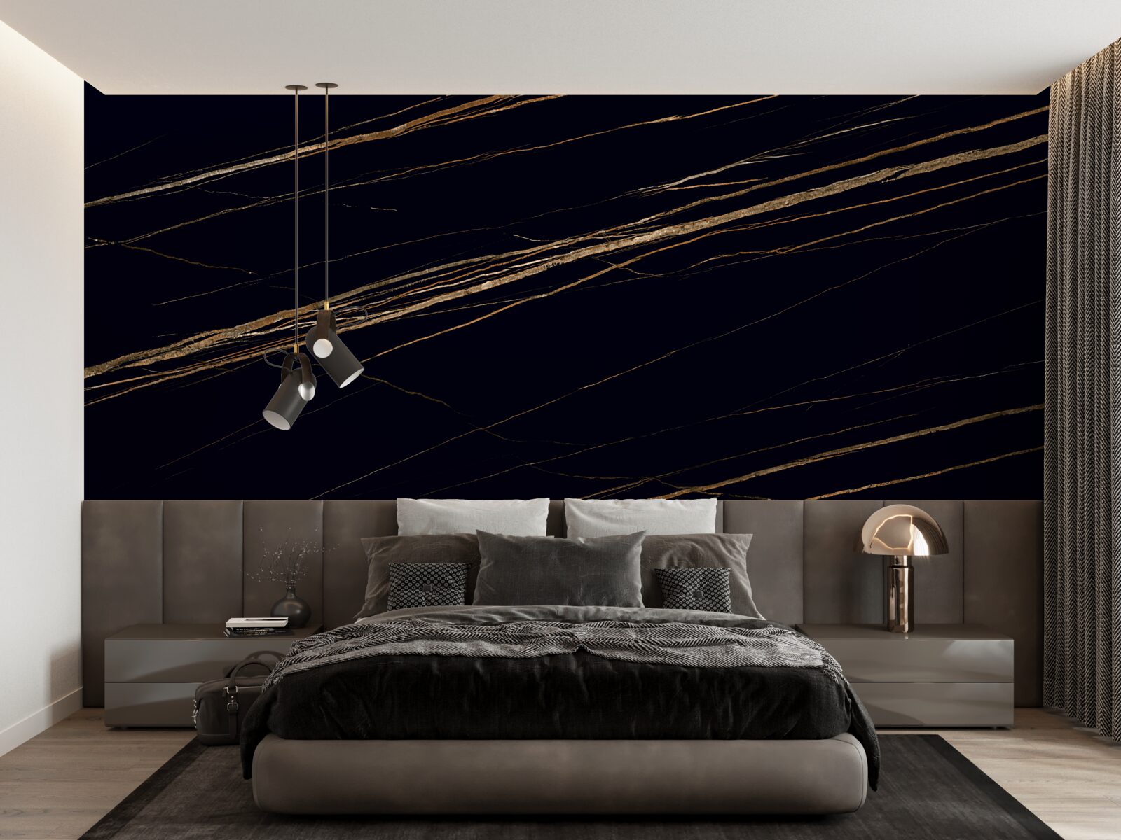 Фотошпалери золоті смуги на чорному тлі