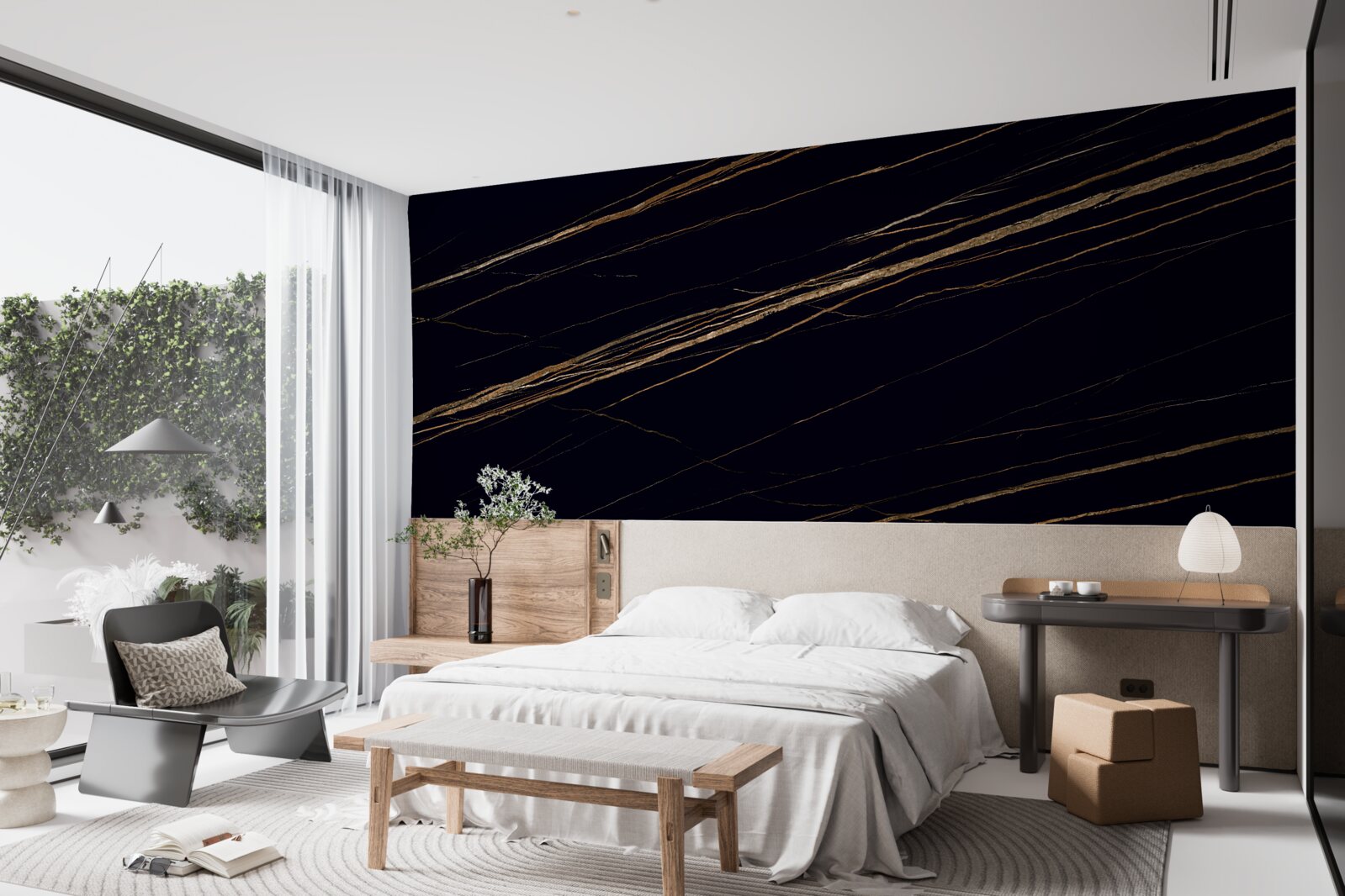 Фотошпалери золоті смуги на чорному тлі