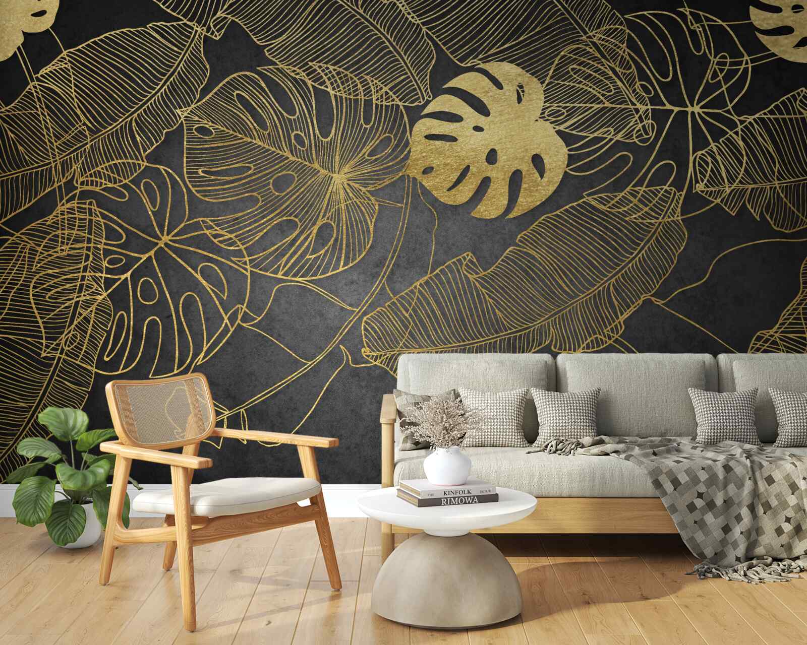 Фотошпалери монстери мають листя, обриси якого відповідають золотому поділу