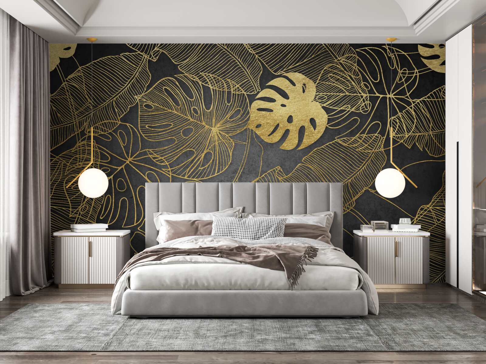 Фотошпалери монстери мають листя, обриси якого відповідають золотому поділу