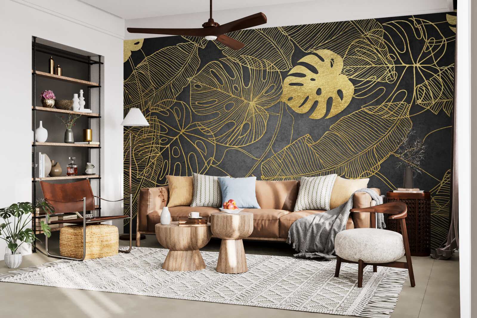 Фотошпалери монстери мають листя, обриси якого відповідають золотому поділу