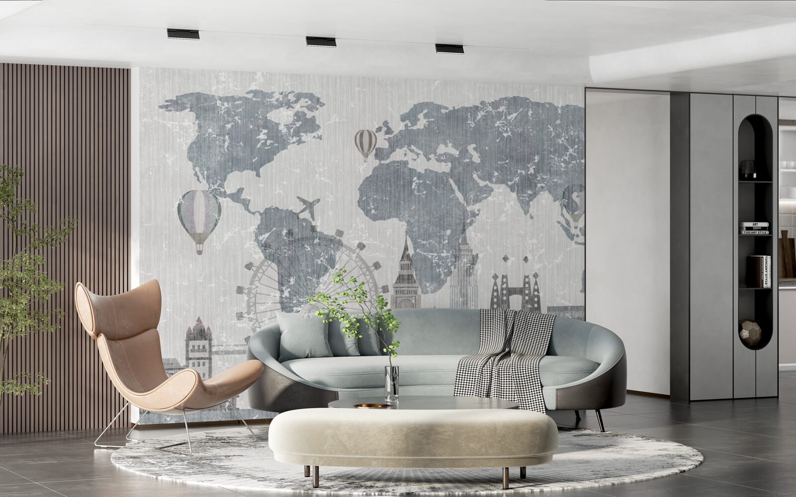 Фотошпалери карта світу з визначними пам'ятками Лондона