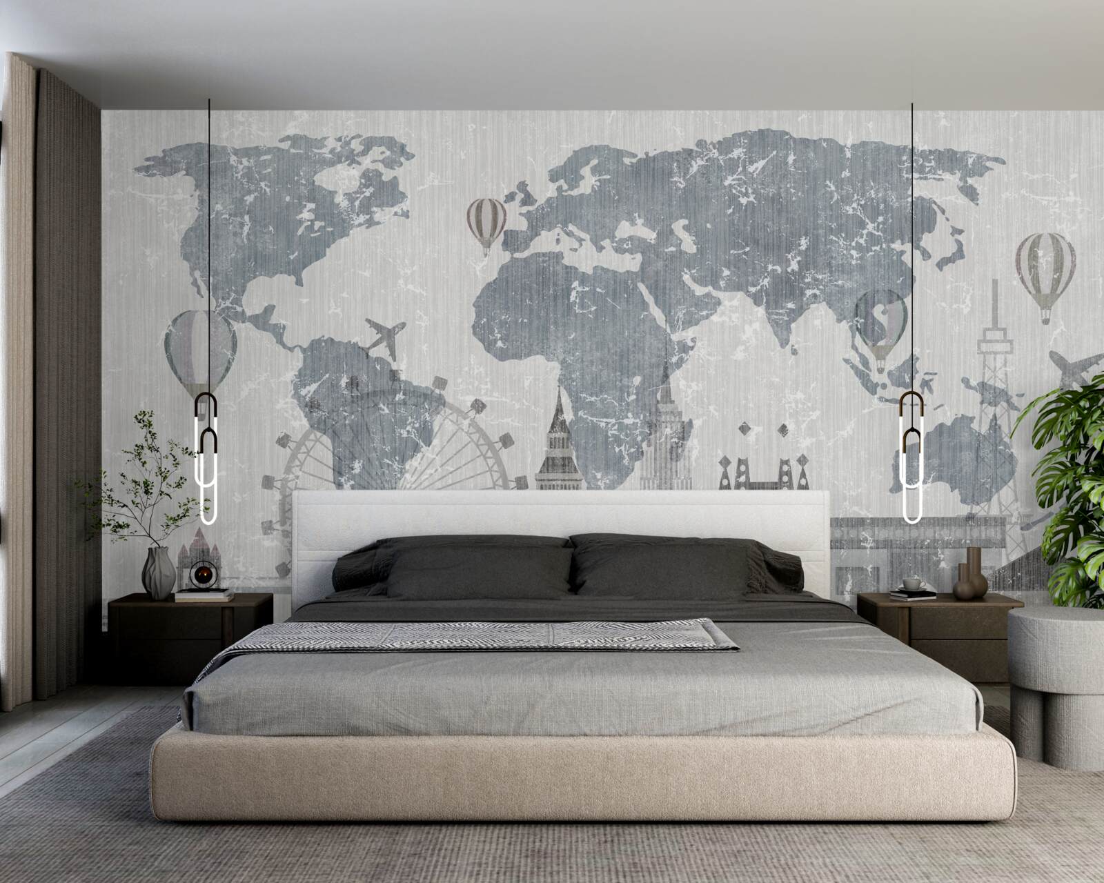 Фотошпалери карта світу з визначними пам'ятками Лондона