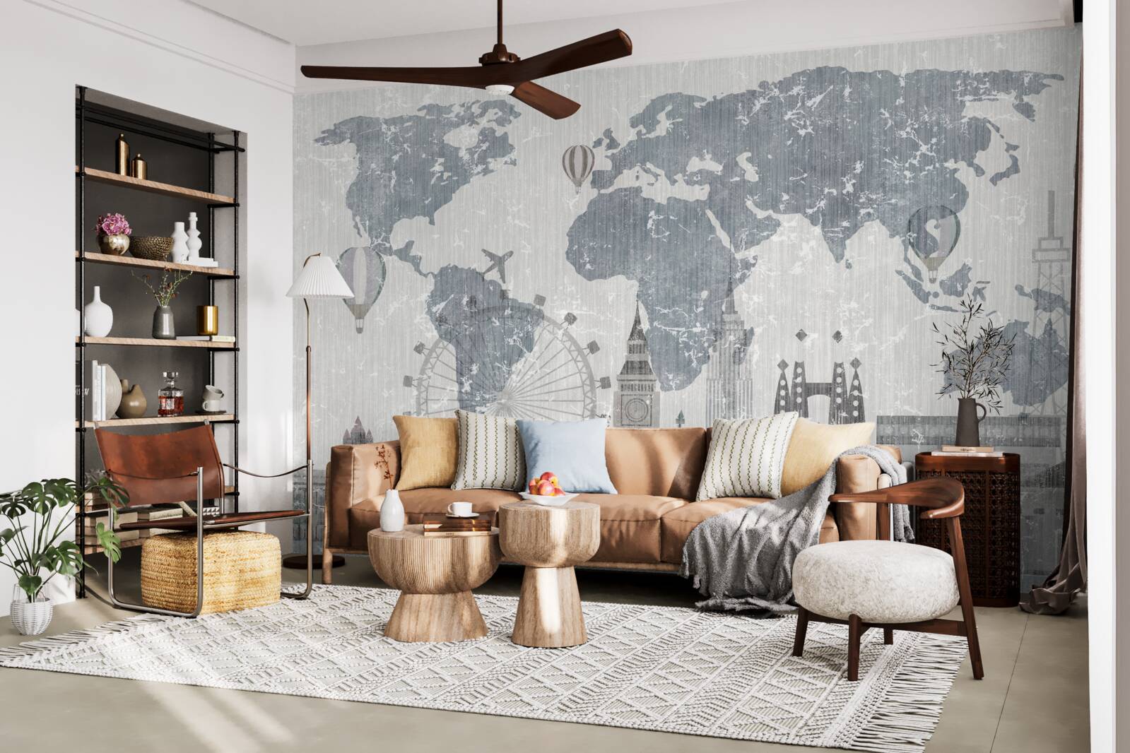 Фотошпалери карта світу з визначними пам'ятками Лондона