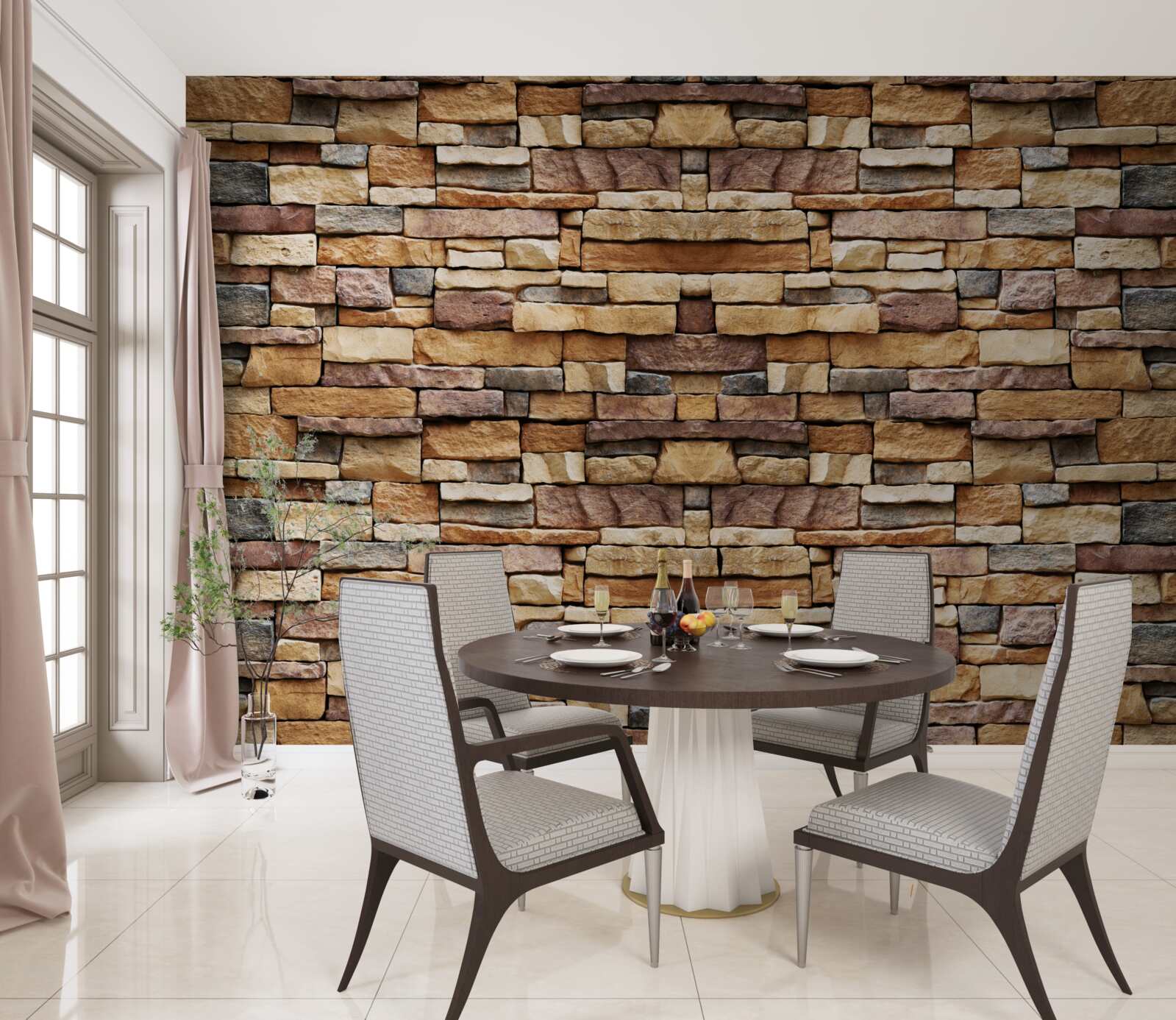 Фотошпалери Стіна з різнокольорових каменів