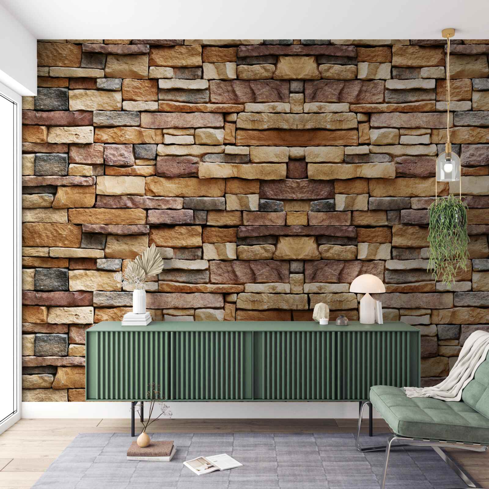 Фотошпалери Стіна з різнокольорових каменів