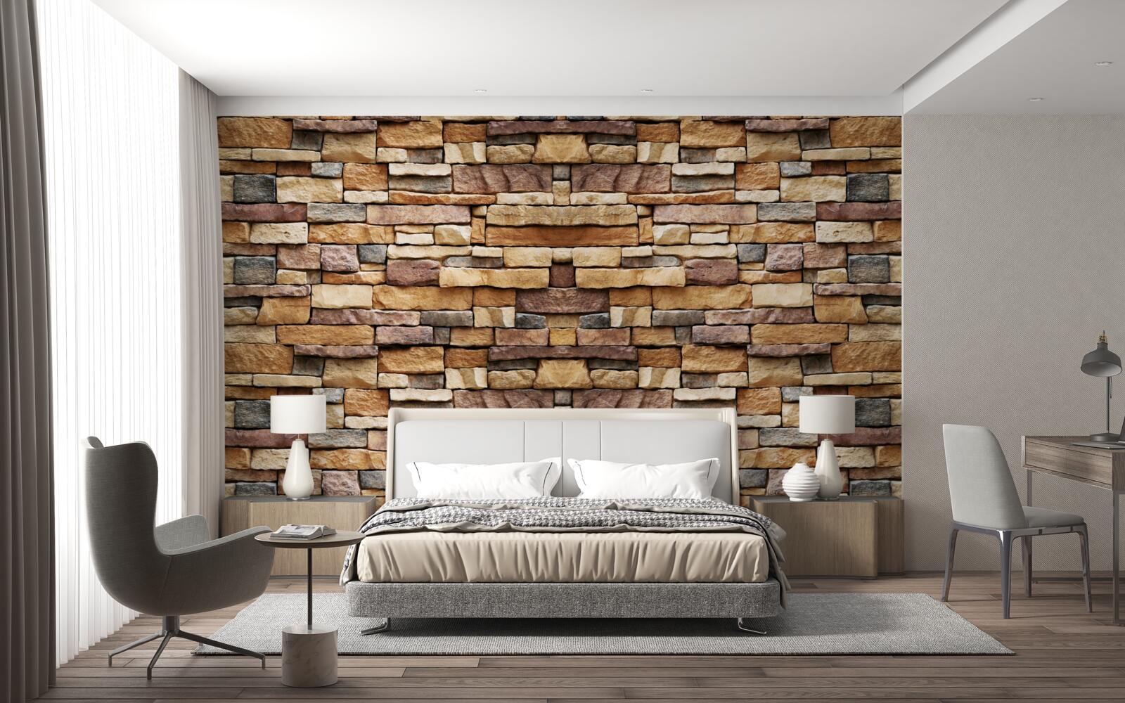 Фотошпалери Стіна з різнокольорових каменів