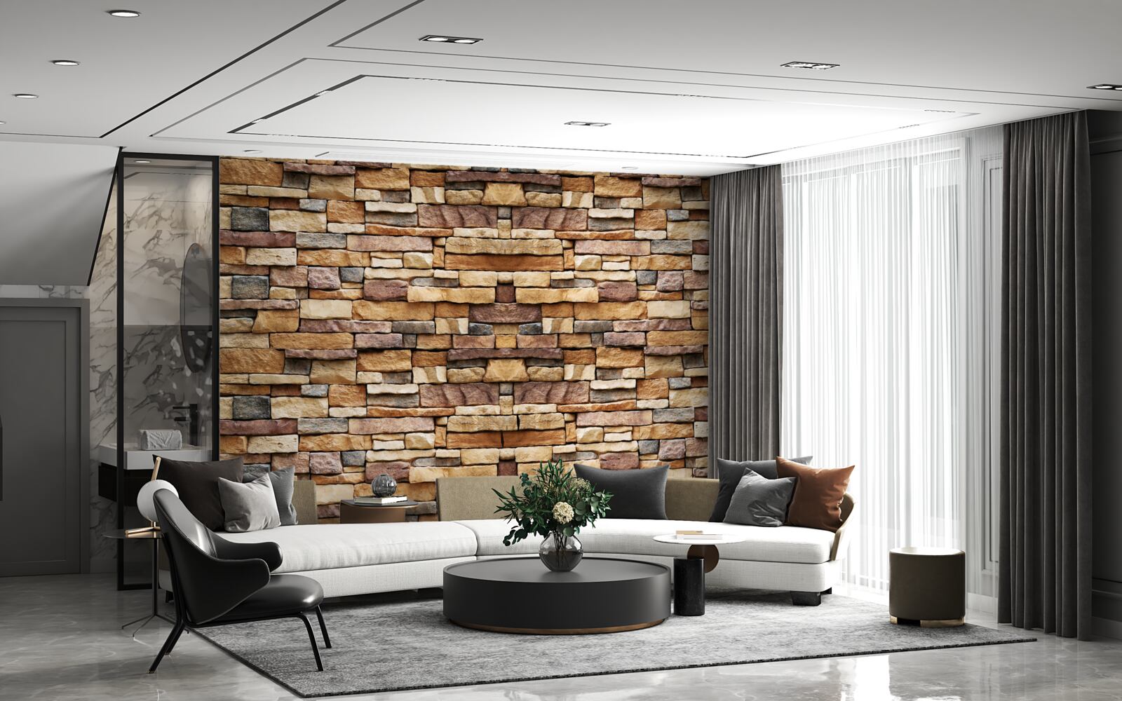 Фотошпалери Стіна з різнокольорових каменів