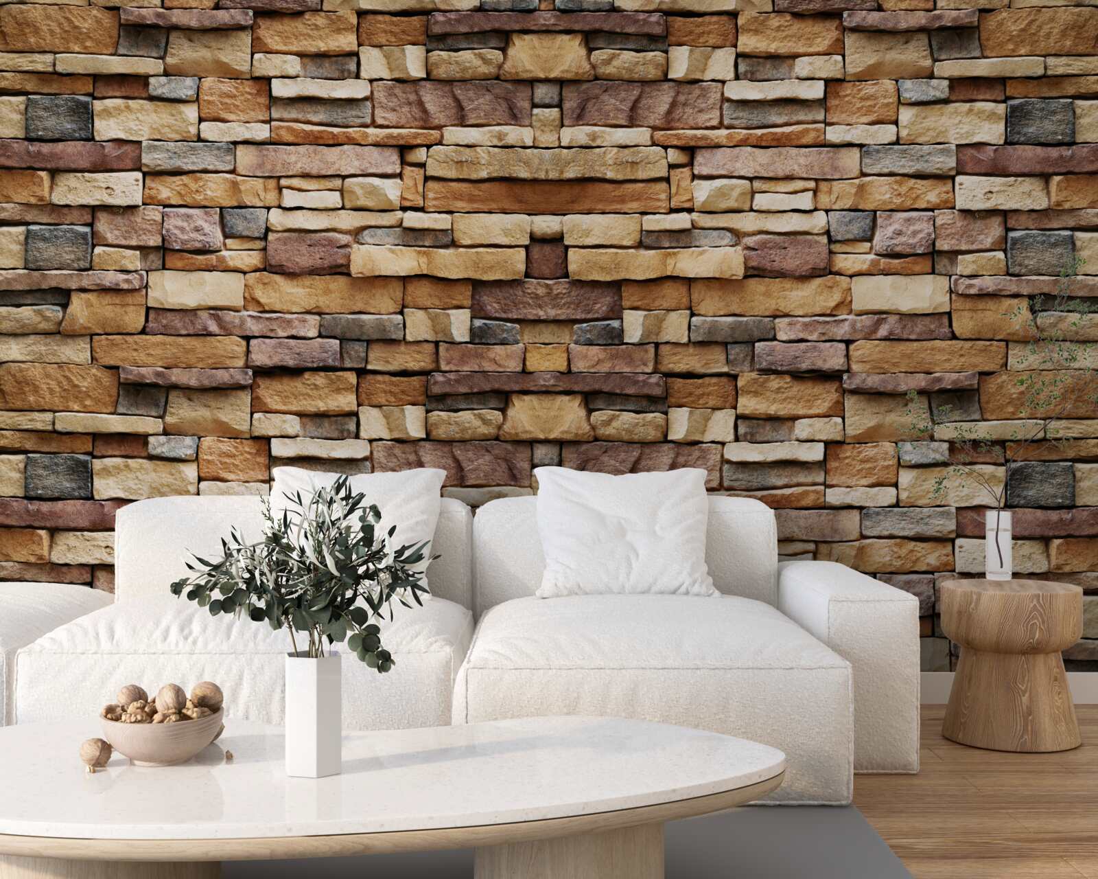 Фотошпалери Стіна з різнокольорових каменів