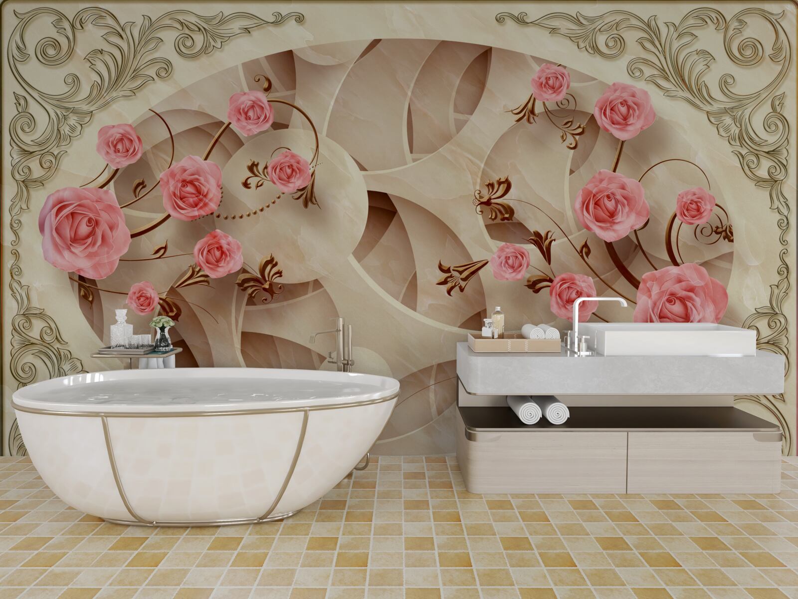 Фотошпалери бруньки трояндового куща розпустилися