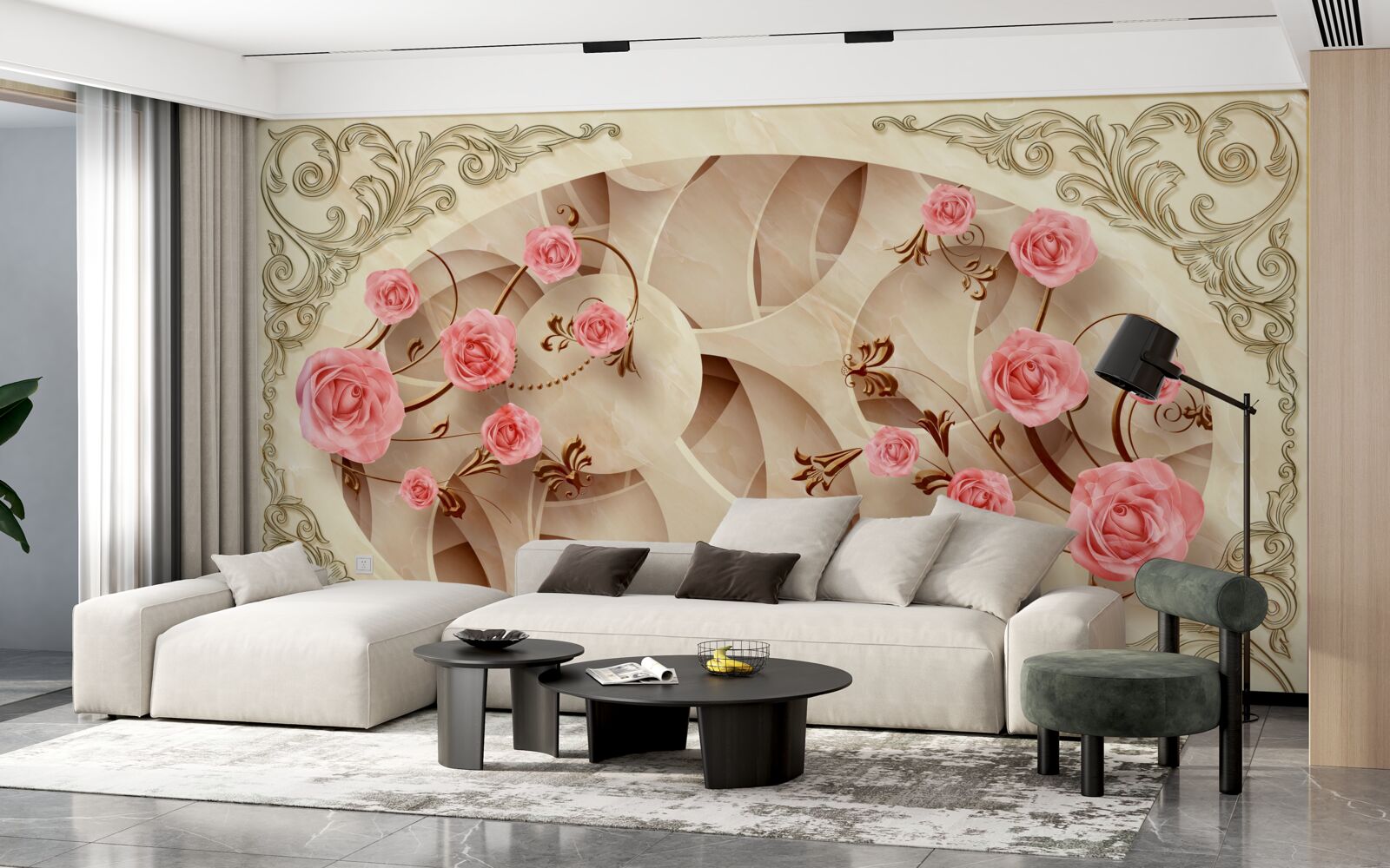 Фотошпалери бруньки трояндового куща розпустилися