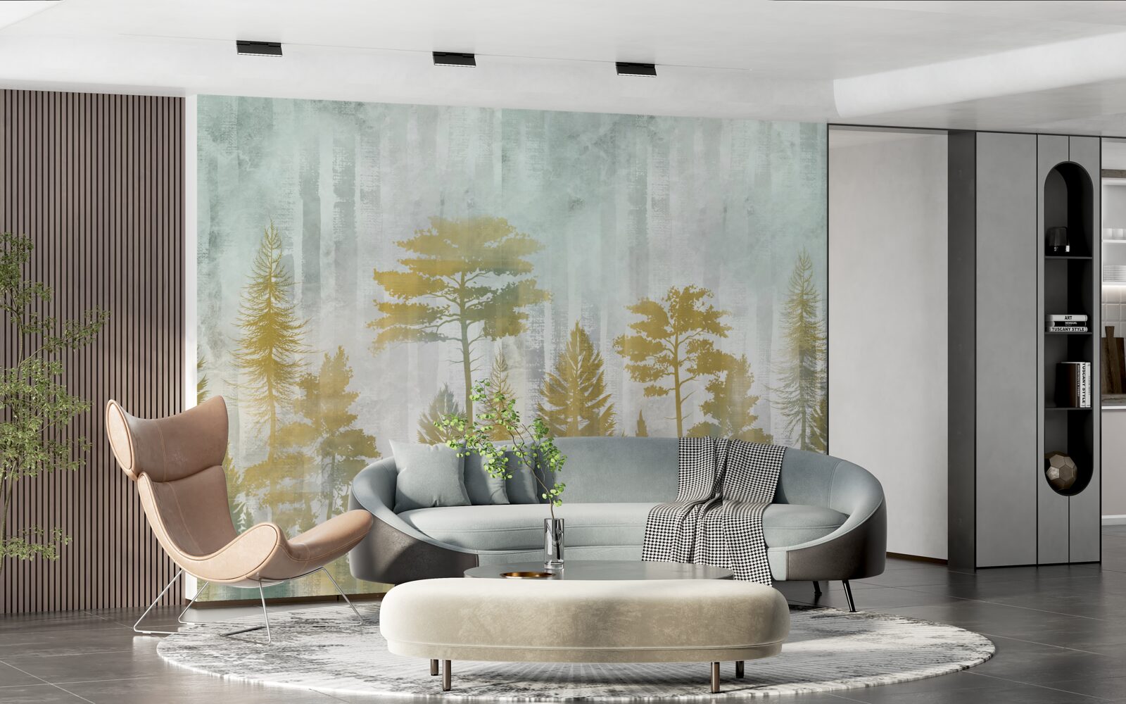 Фотошпалери осінь у лісі, оповитому туманом