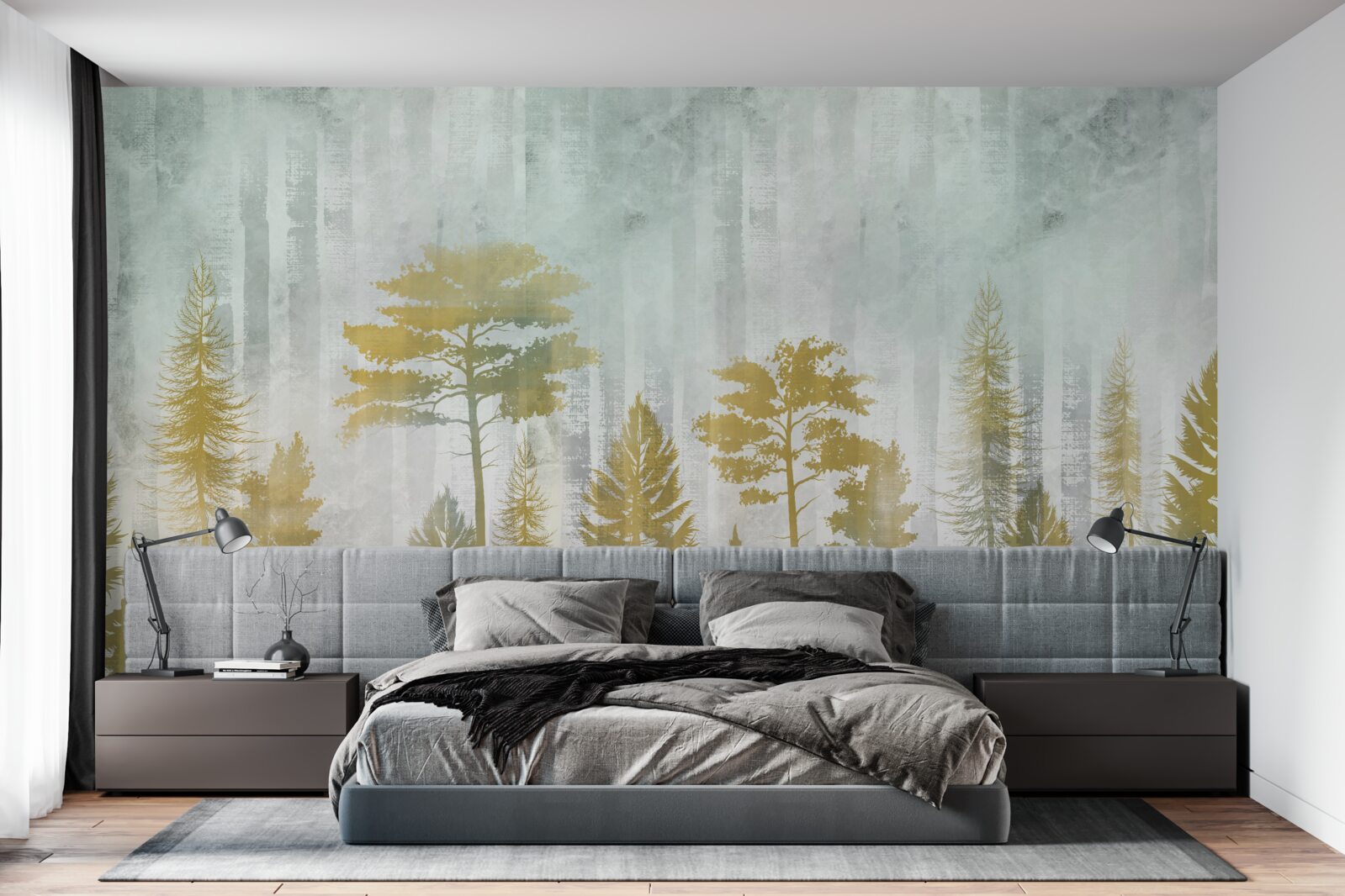 Фотошпалери осінь у лісі, оповитому туманом