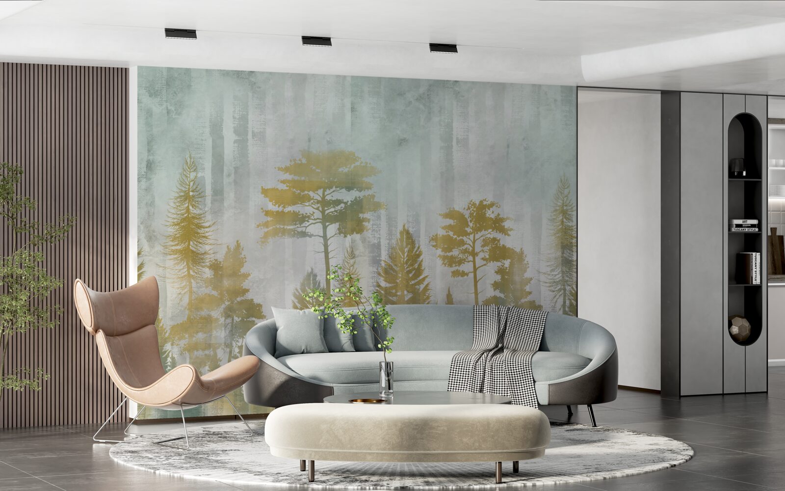 Фотошпалери осінь у лісі, оповитому туманом